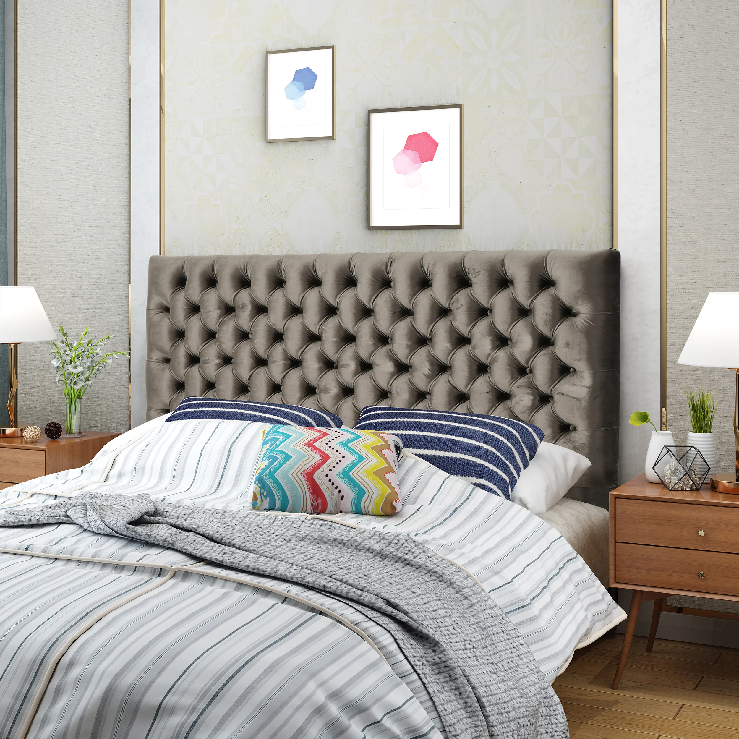 Hunter Tufted Fabric Queen/ Full Headboard - furnishings