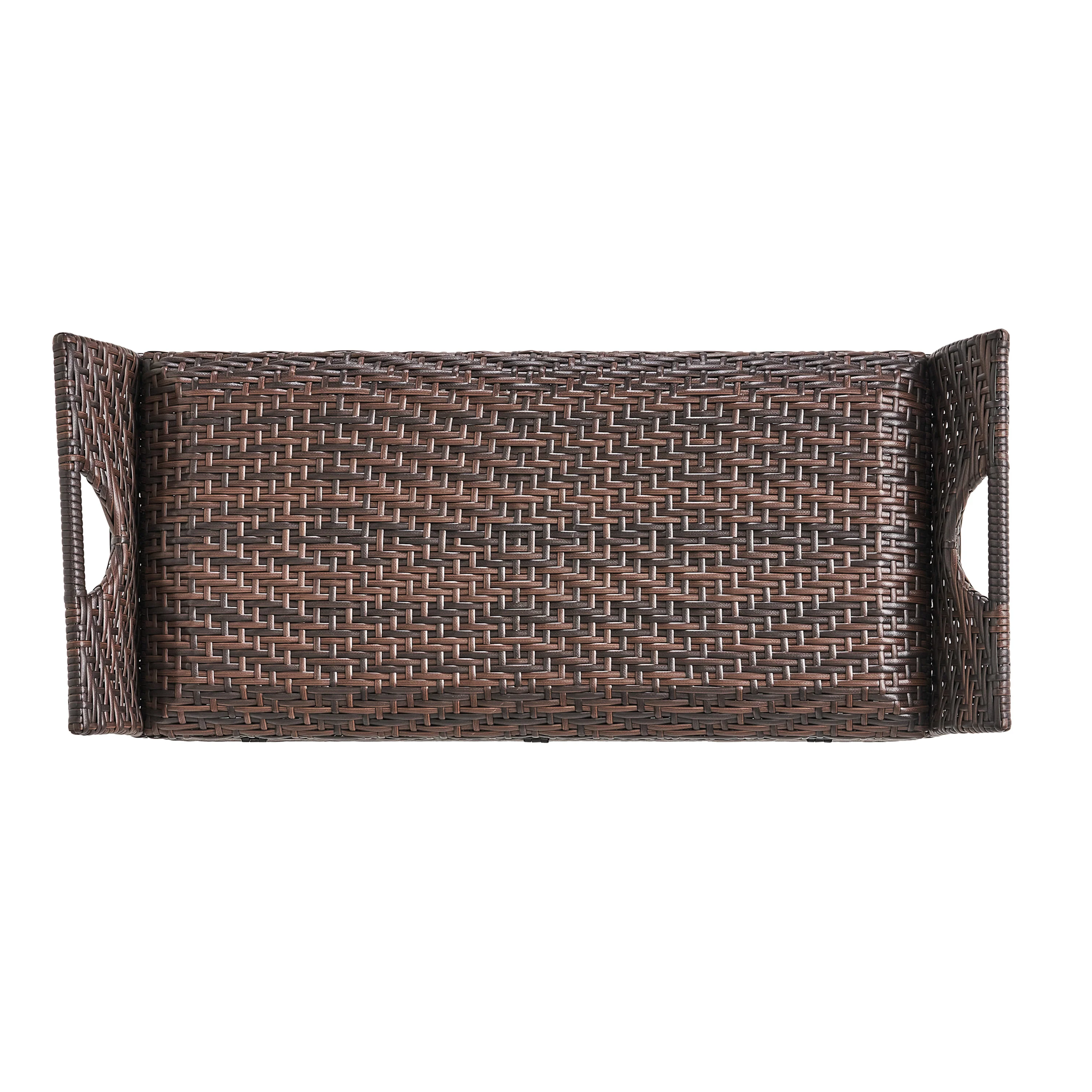 Izidora Outdoor Brown Wicker Storage Ottoman - furnbro