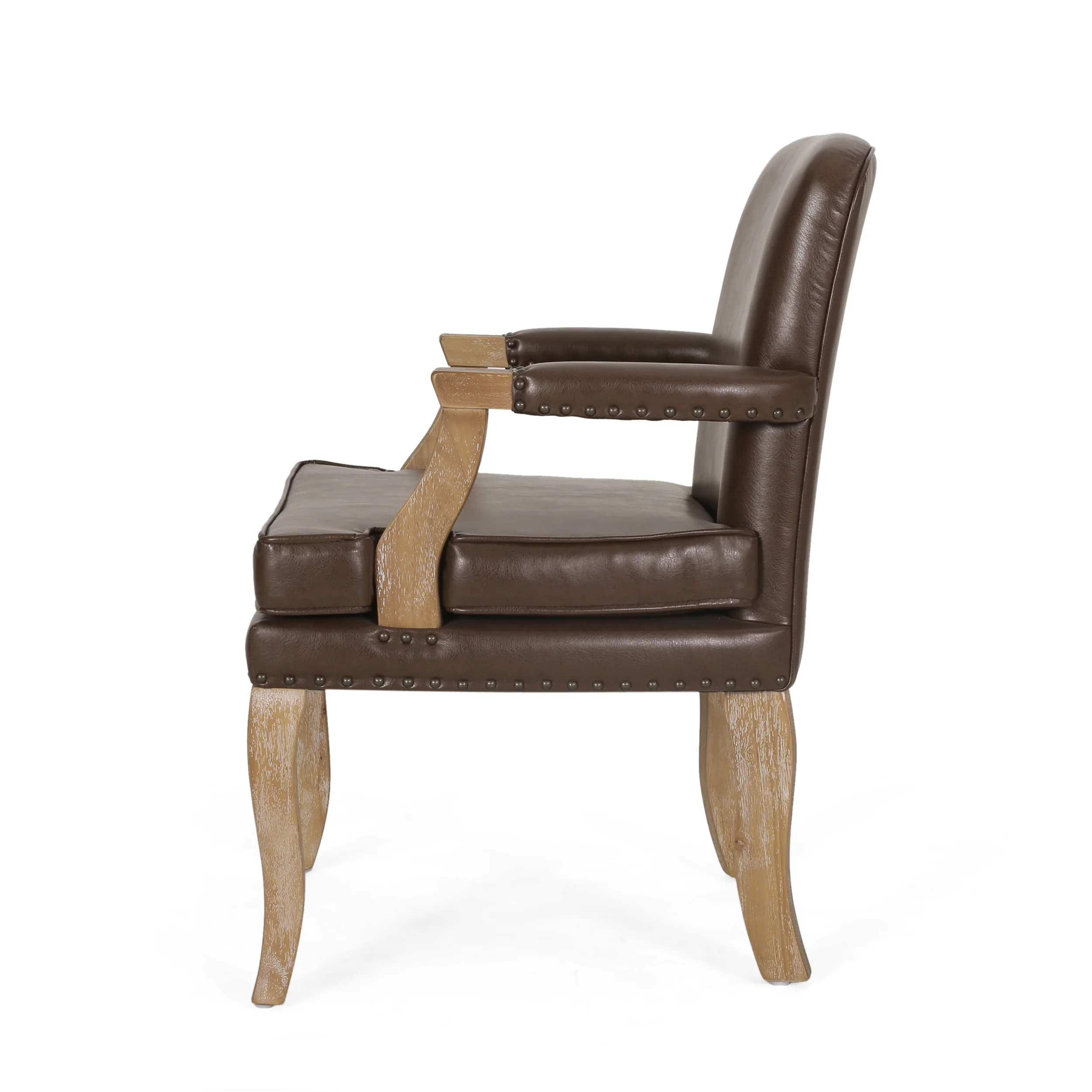 Tim French Country Upholstered Dining Arm Chair with Nailhead Trim - furnishings