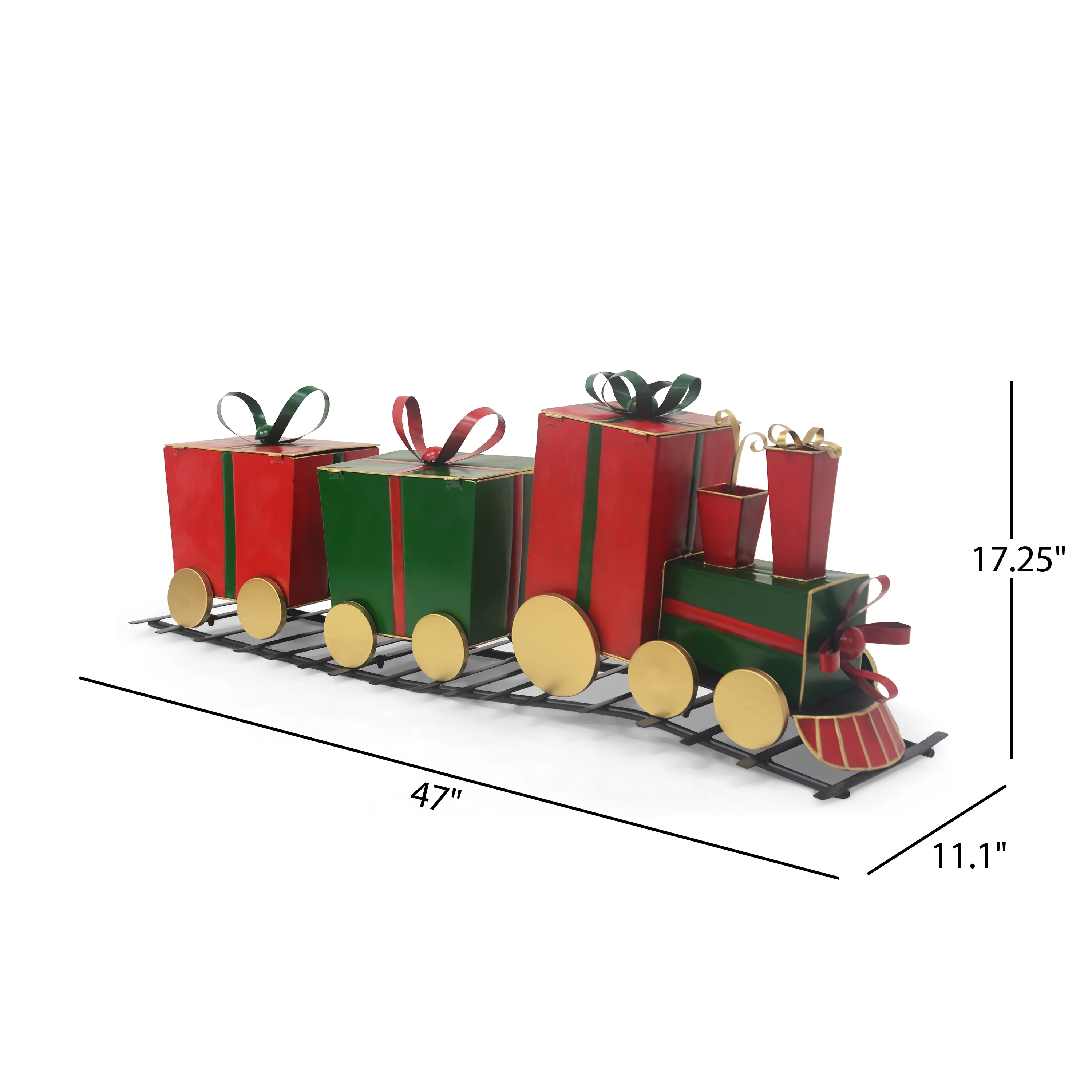 FrostyFestivities Iron Train Decor with Gift-Shaped Carriages - furnishings