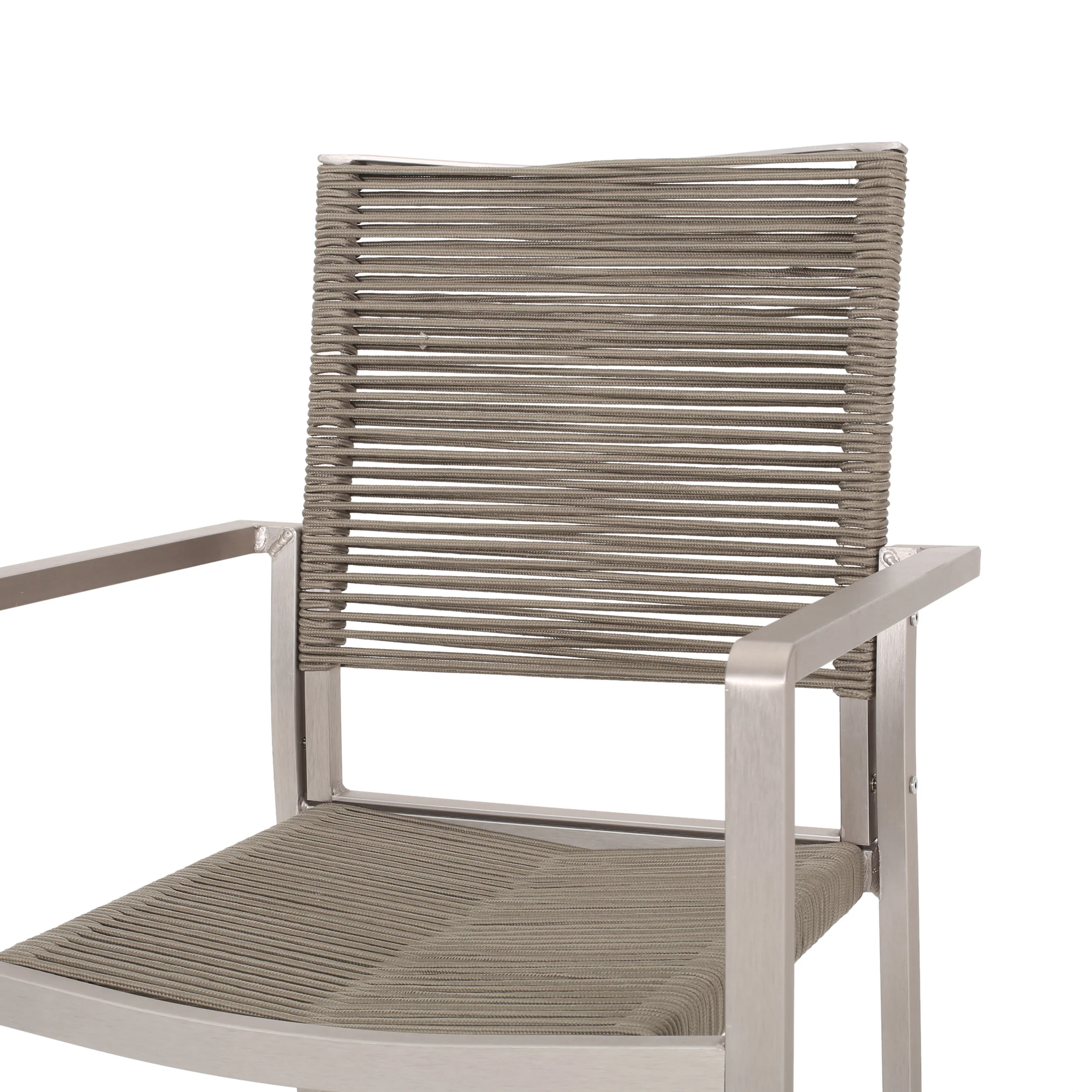 Makyla Outdoor Modern 6 Seater Aluminum Dining Set with Wicker Table Top - furnishings