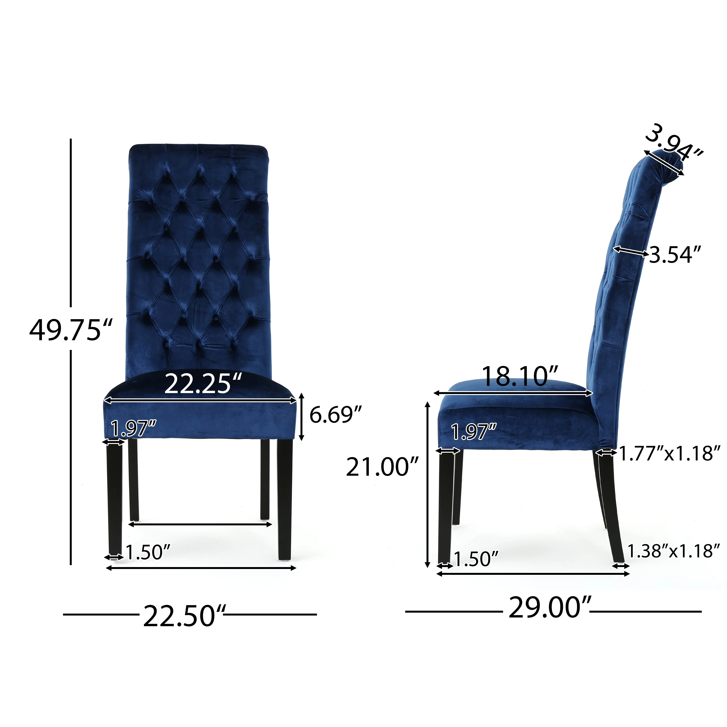 Leona Tall Back Tufted New Velvet Dining Chair (Set of 2) - furnishings