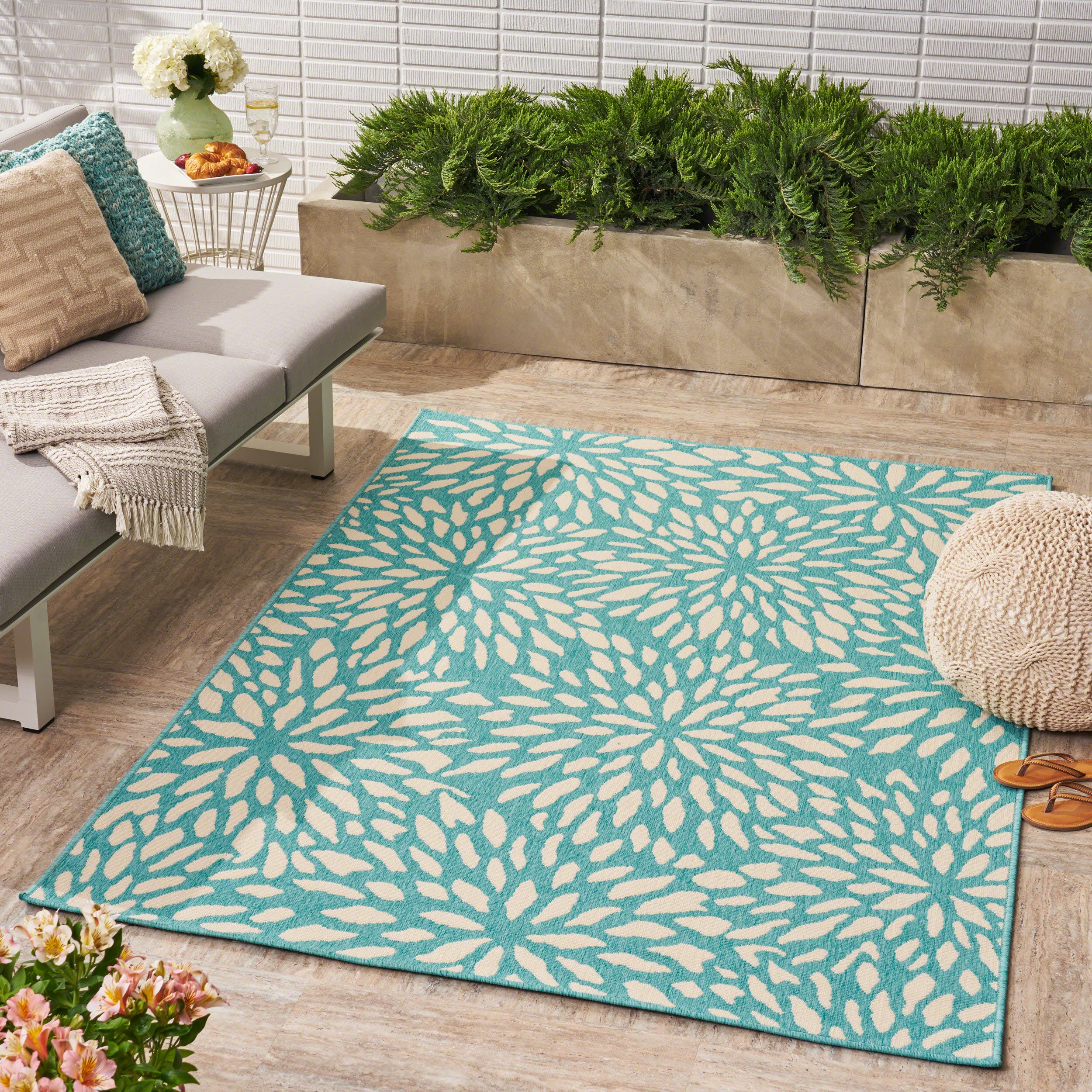 Xenia Outdoor Floral Area Rug - furnishings