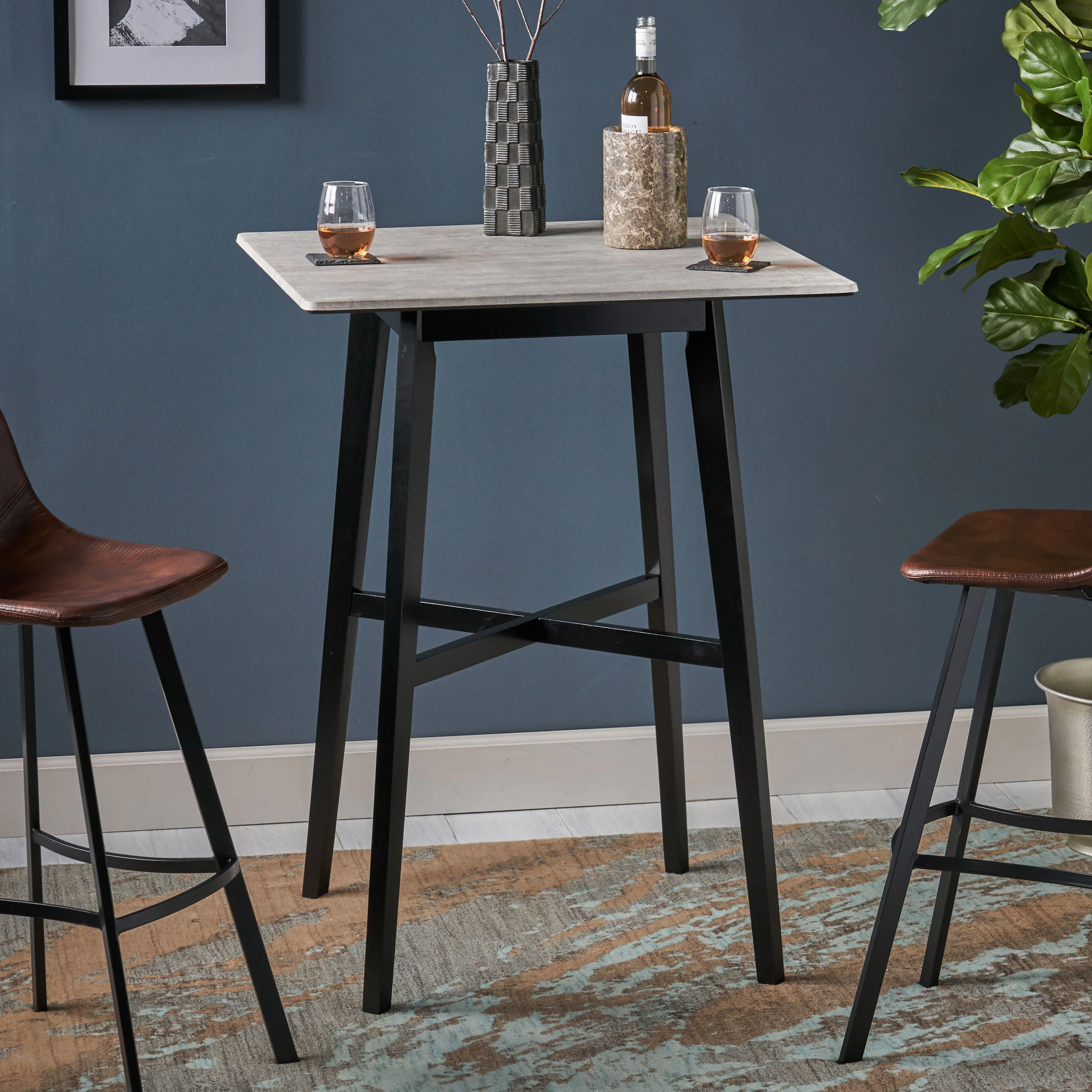 Daisy Modern Resin Square Bar Table - furnishings
