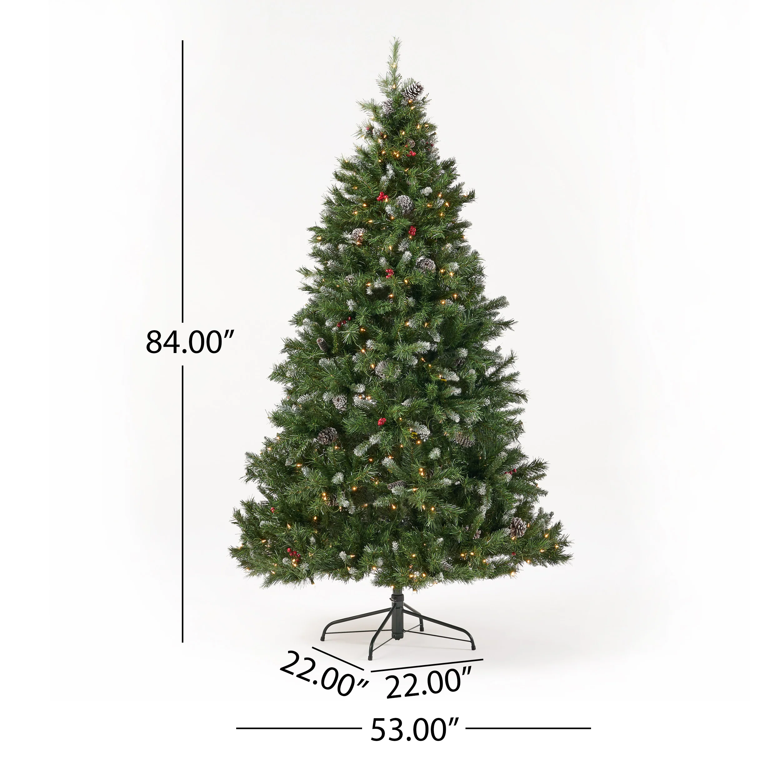 7-foot Mixed Spruce Pre-Lit Clear LED Hinged Artificial Christmas Tree with Frosted Branches - furnishings