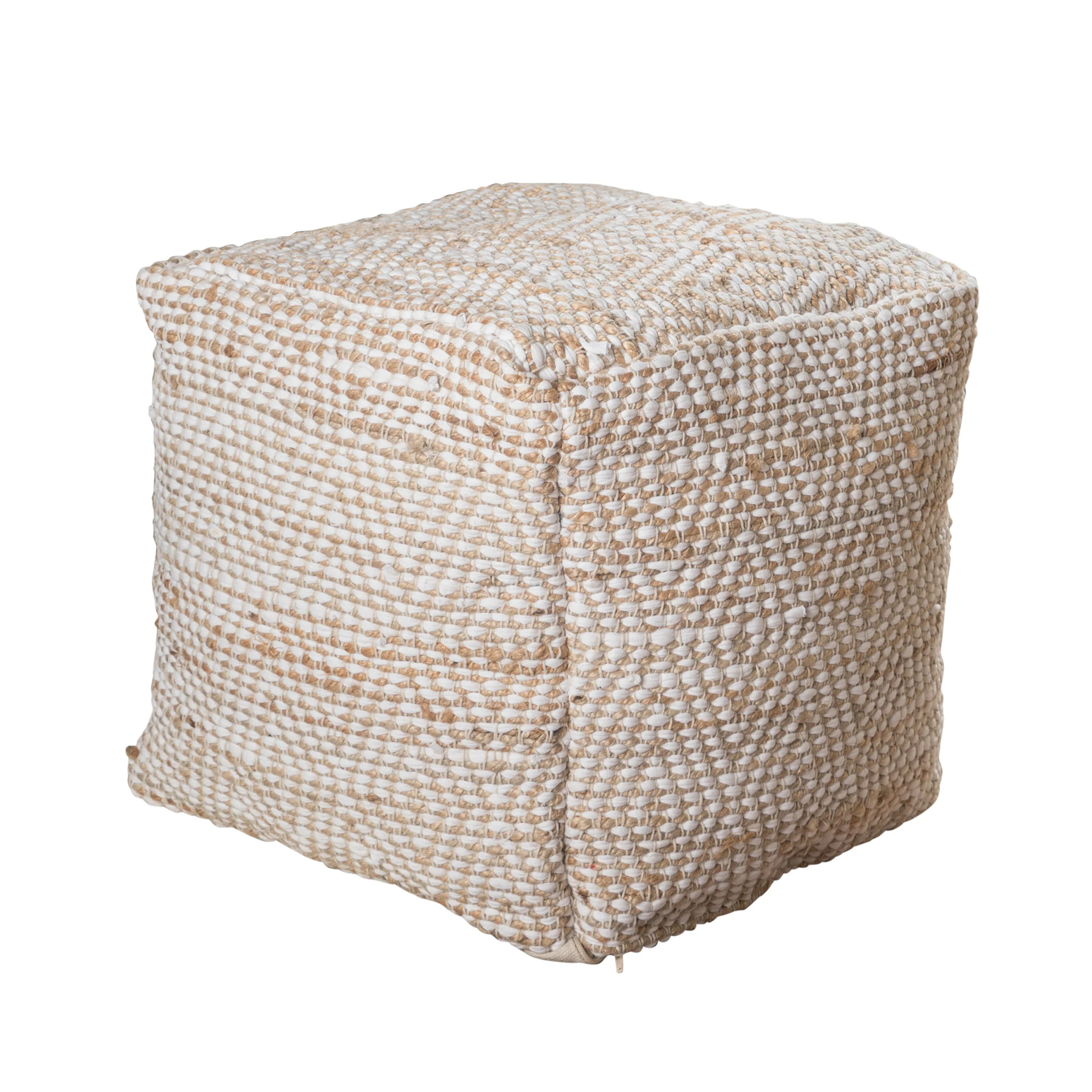 Maja Hand-Crafted Boho Fabric Cube Pouf - furnishings