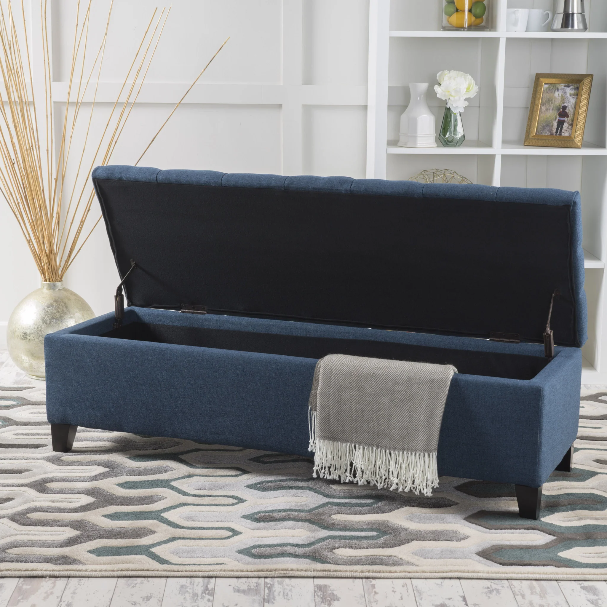 Molle Contemporary Button-Tufted Fabric Storage Ottoman Bench - furnishings