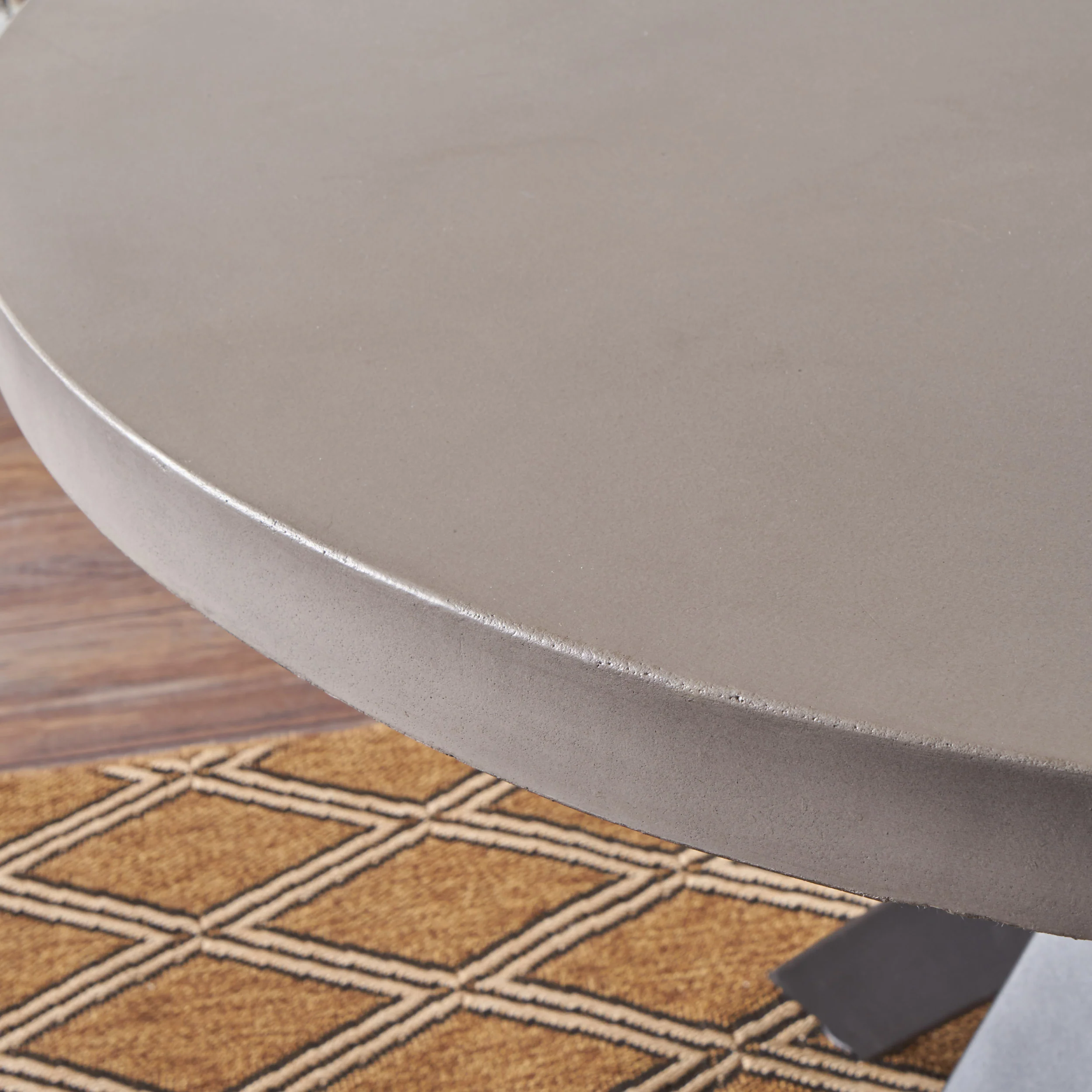 Caprice Modern Lightweight Concrete Circular Dining Table with Cross Base - furnishings