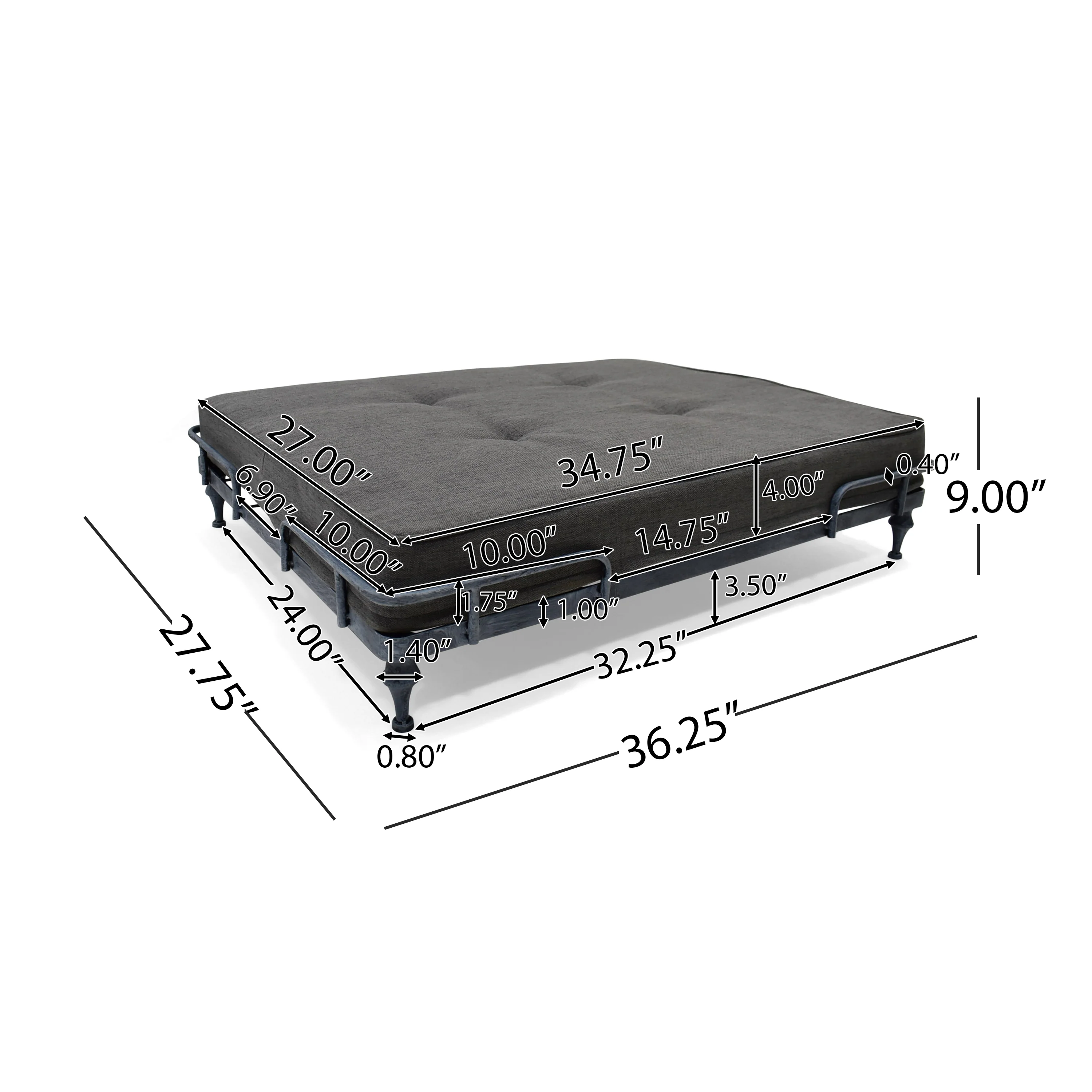 Elvis Industrial Pet Bed, Dark Gray and Brushed Gray - furnishings