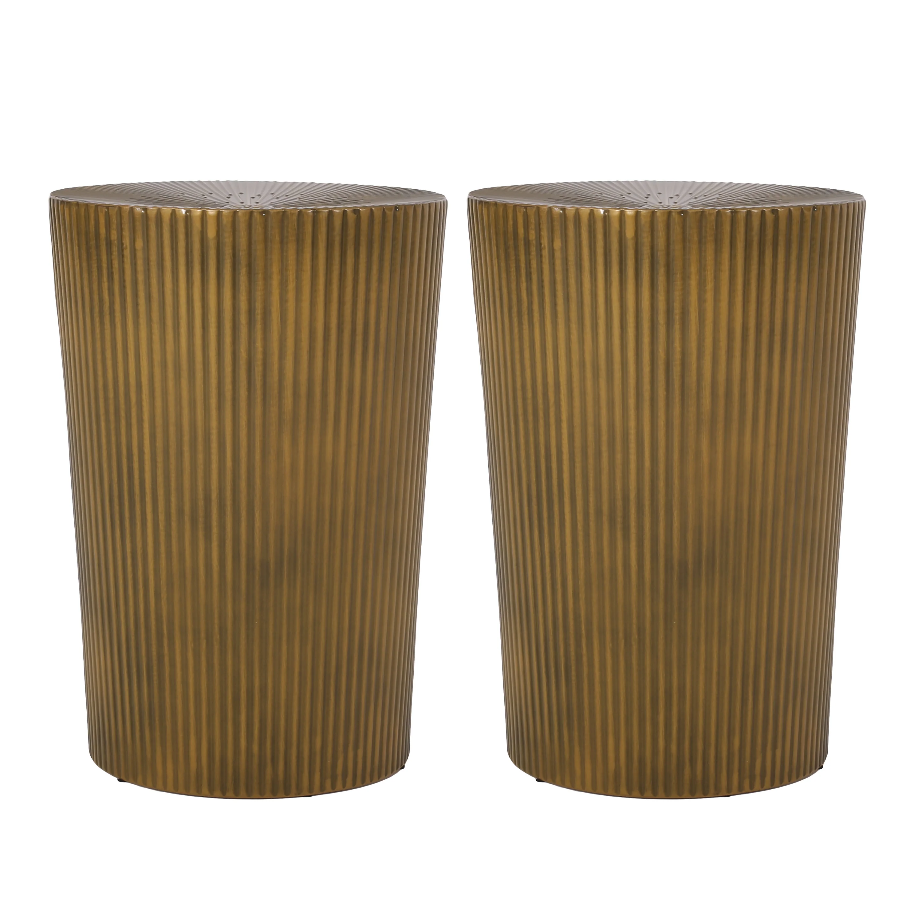 Pamsha Modern Metal Sunburst Side Tables, Set of 2 - furnishings