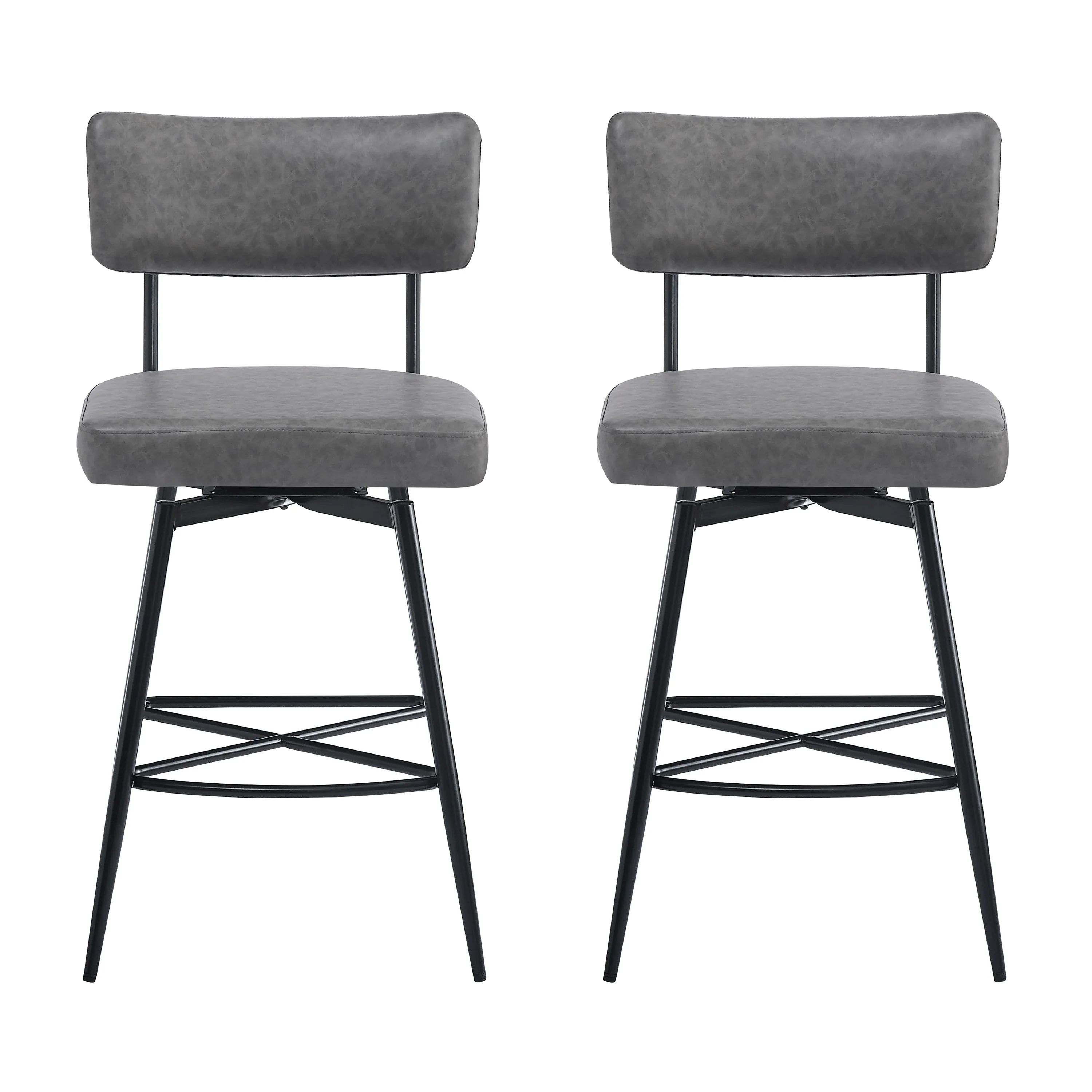 Junipera 360 Degree Swivel Counter Stools Upholstered PU Leather Bar Stools - furnishings