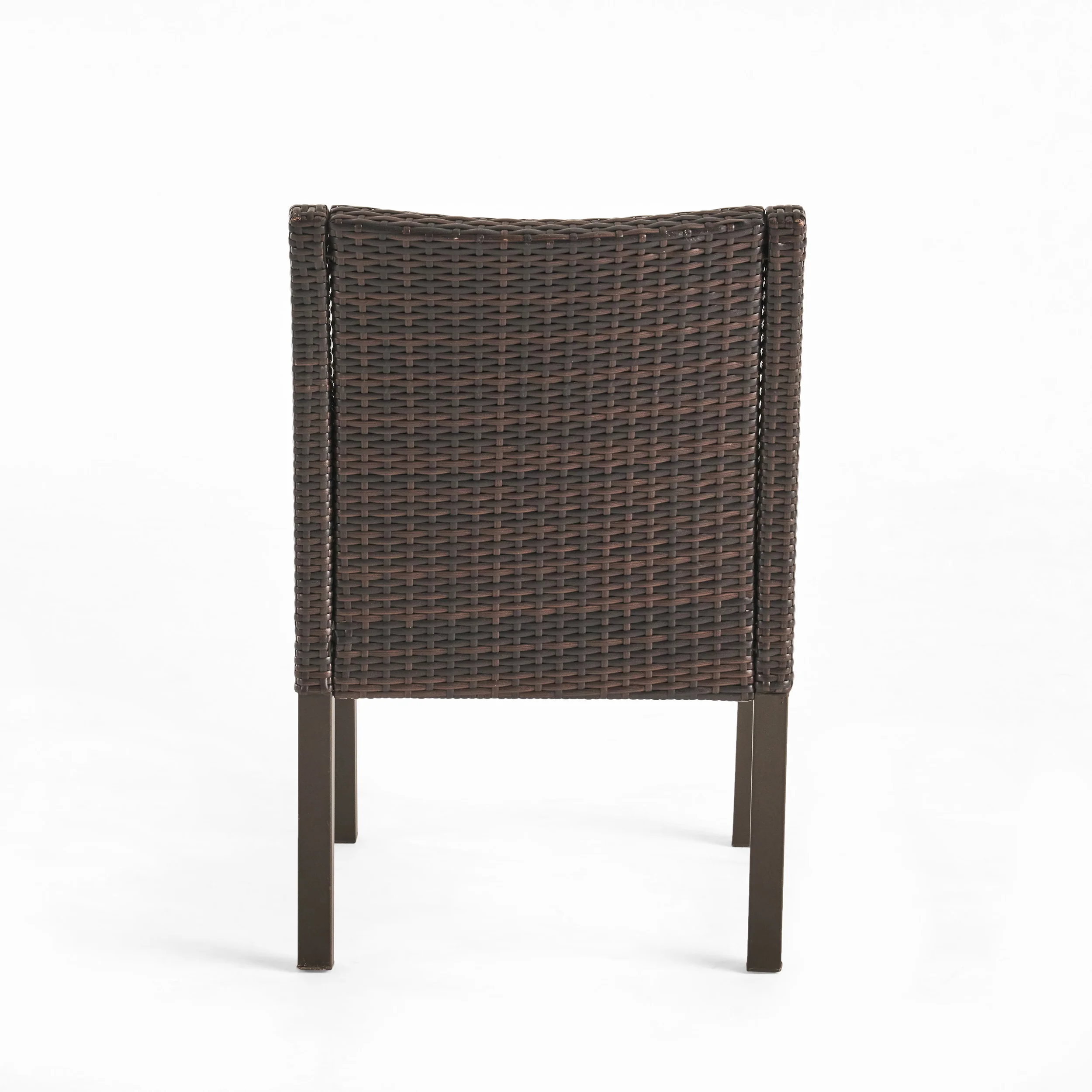 Joan Outdoor 7 Piece Acacia Wood and Wicker Dining Set, Teak with Multi Brown Chairs - furnishings