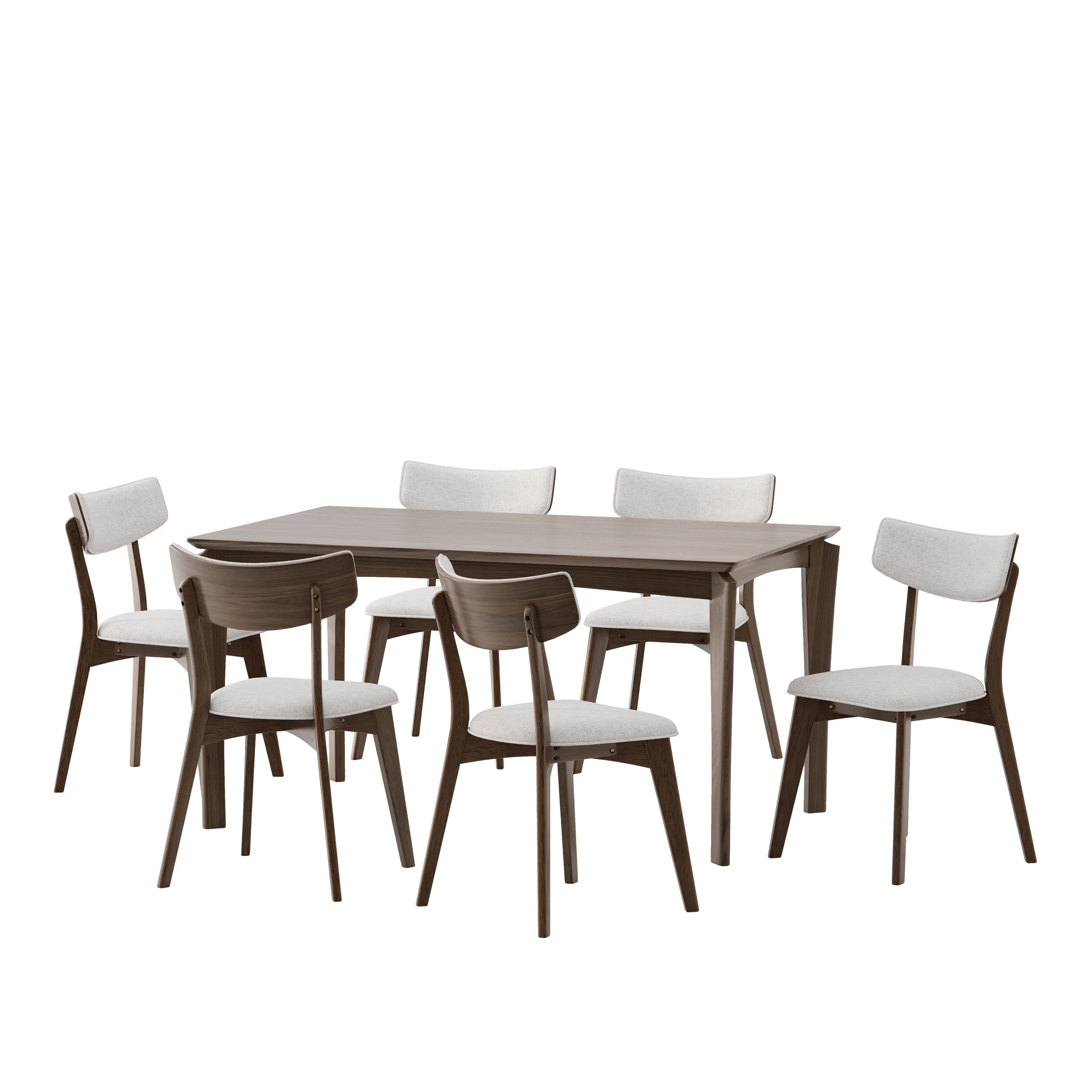 Carnelian Wood and Fabric 7 Piece Dining Set - furnishings