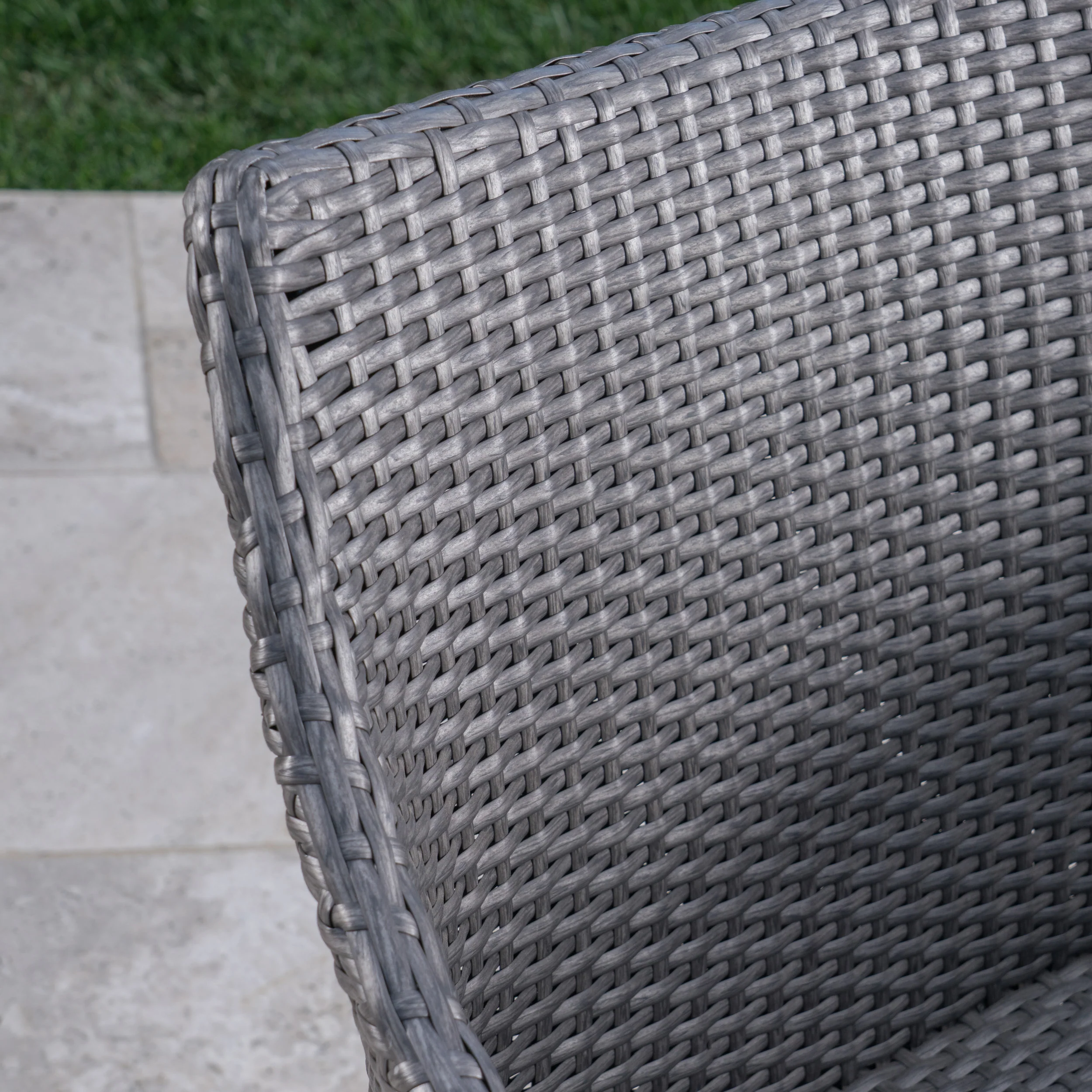 Rosy Outdoor 7 Piece Wicker Hexagon Dining Set with Stacking Chairs - furnishings