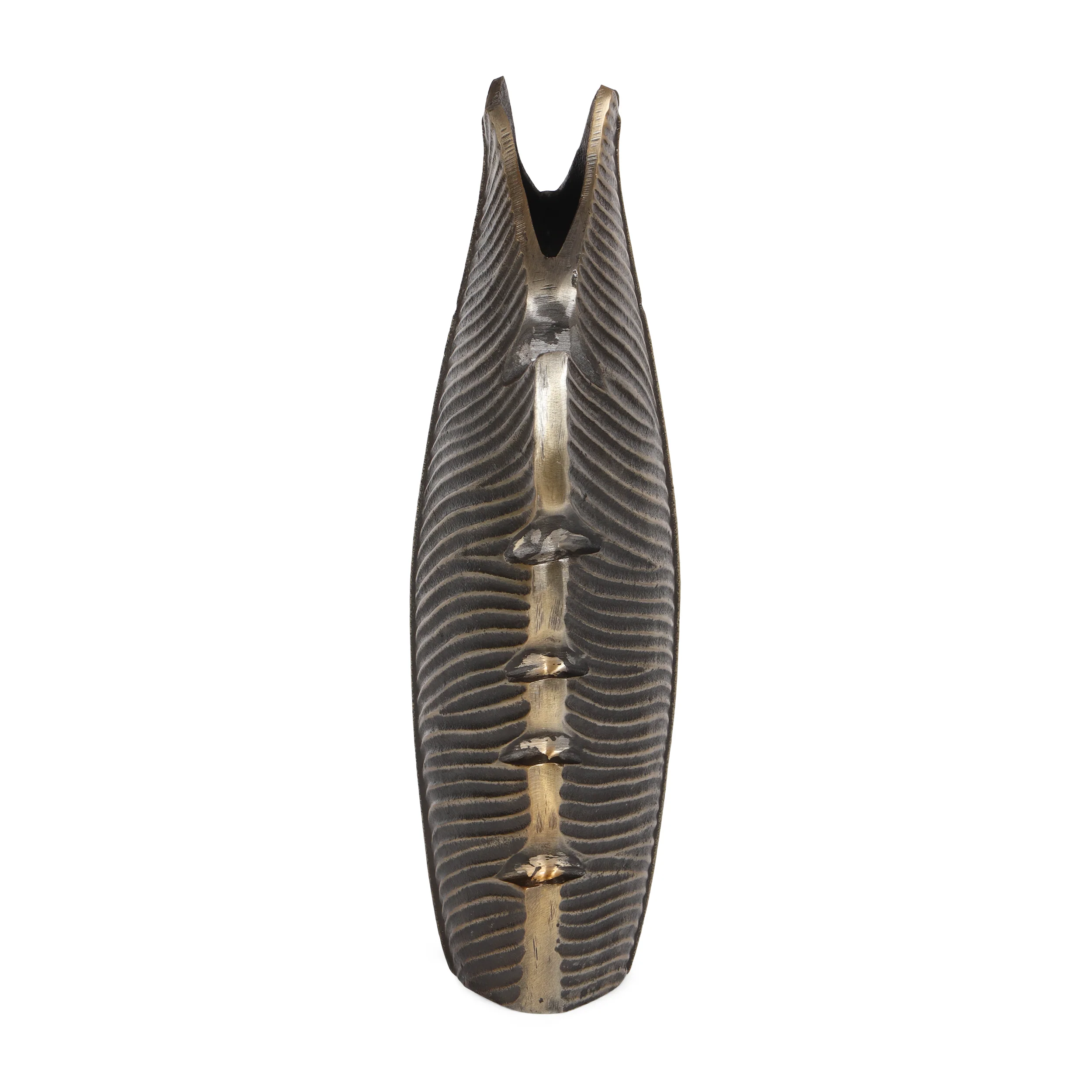 Wauford Handmade Aluminum Leaf Vase, Antique Brass - furnishings