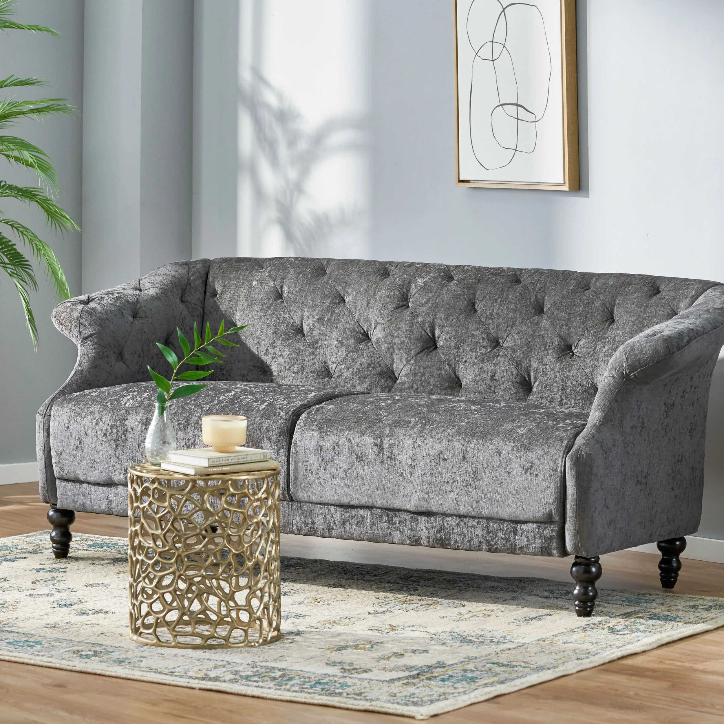Lavonia Contemporary Tufted 3 Seater Sofa - furnishings