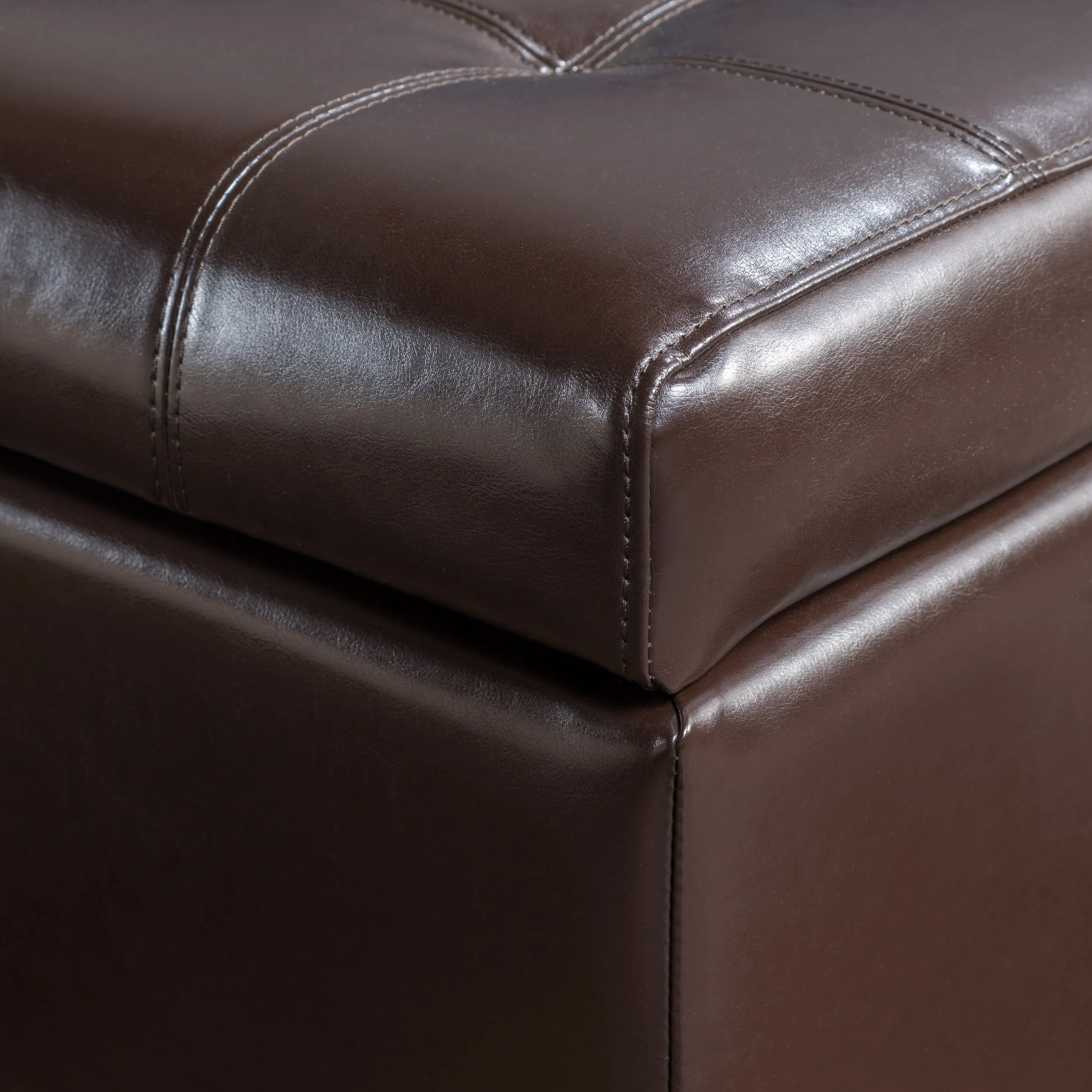 Santa Rosa Brown Tufted Faux Leather Storage Ottoman Bench - furnishings