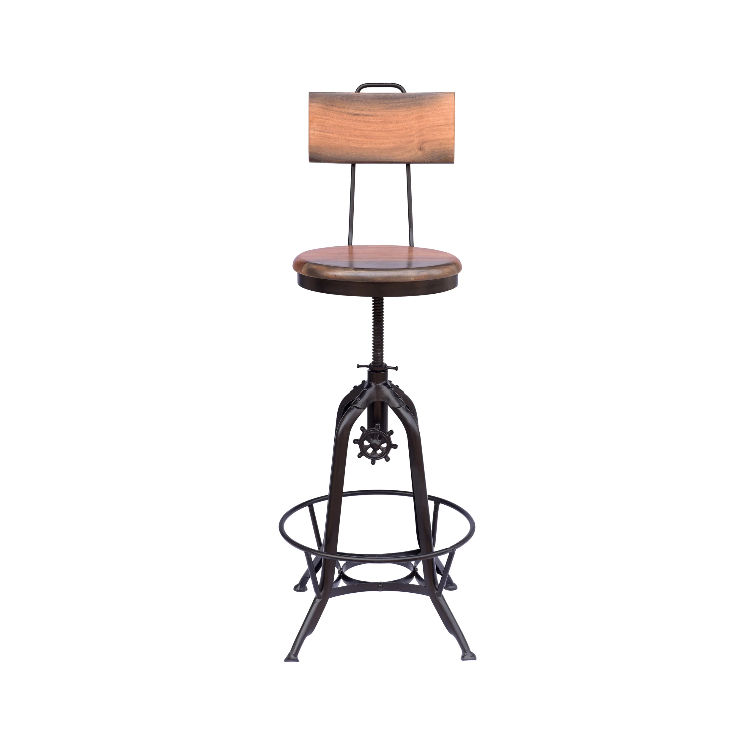 Christal Modern Industrial Acacia Wood Bar Stool - furnishings