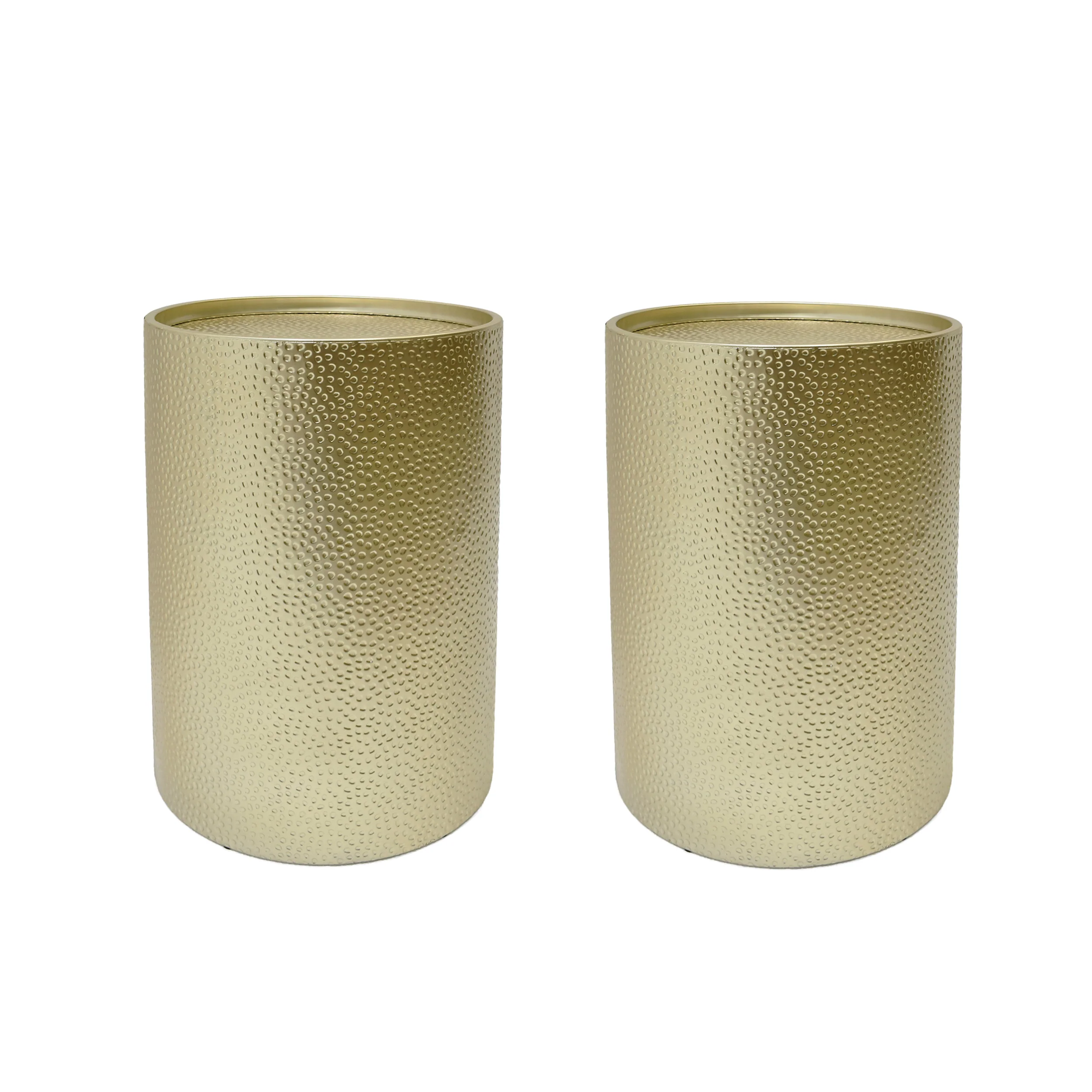 Kaylee Modern Round Hammered Iron Accent Table (2 Pack) - furnishings