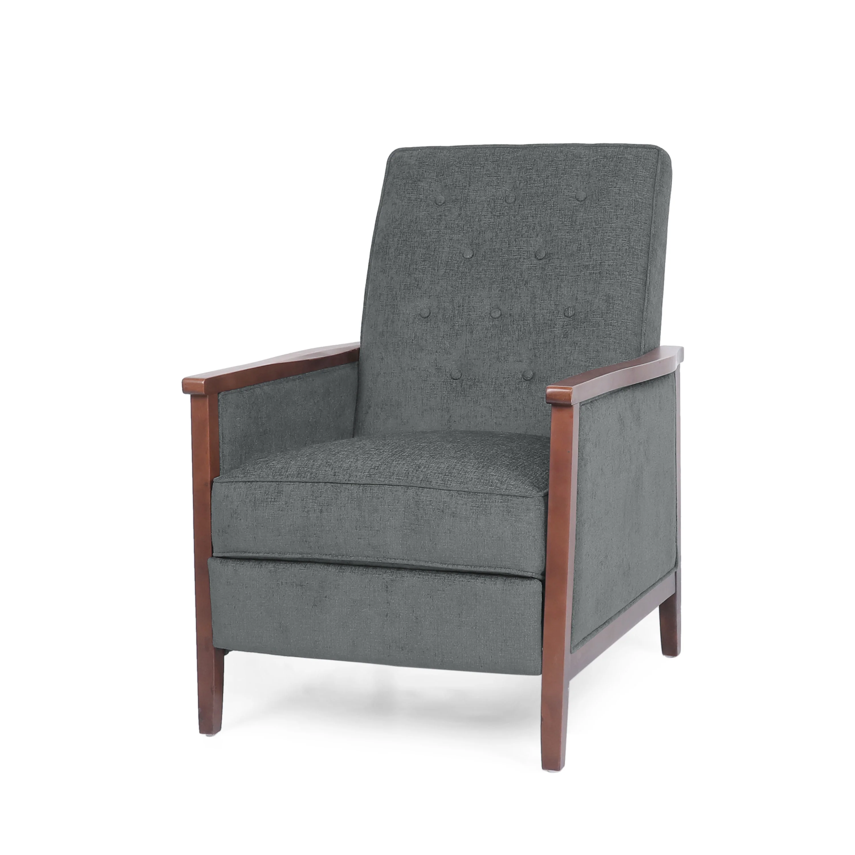 Albatros Mid Century Modern Fabric Tufted Wood Pushback Recliner - furnishings
