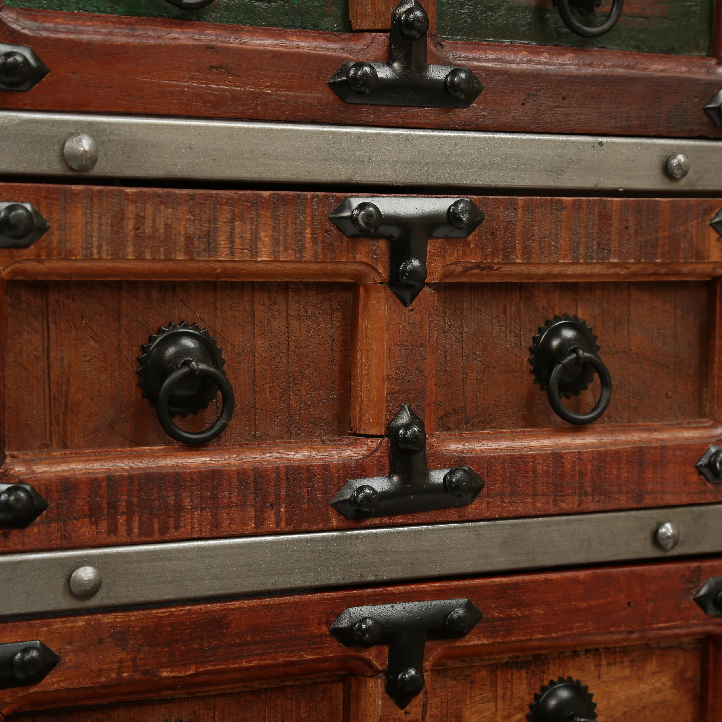 Pausch Handcrafted Boho Wooden 7 Drawer Chest, Natural and Raw Gray - furnishings