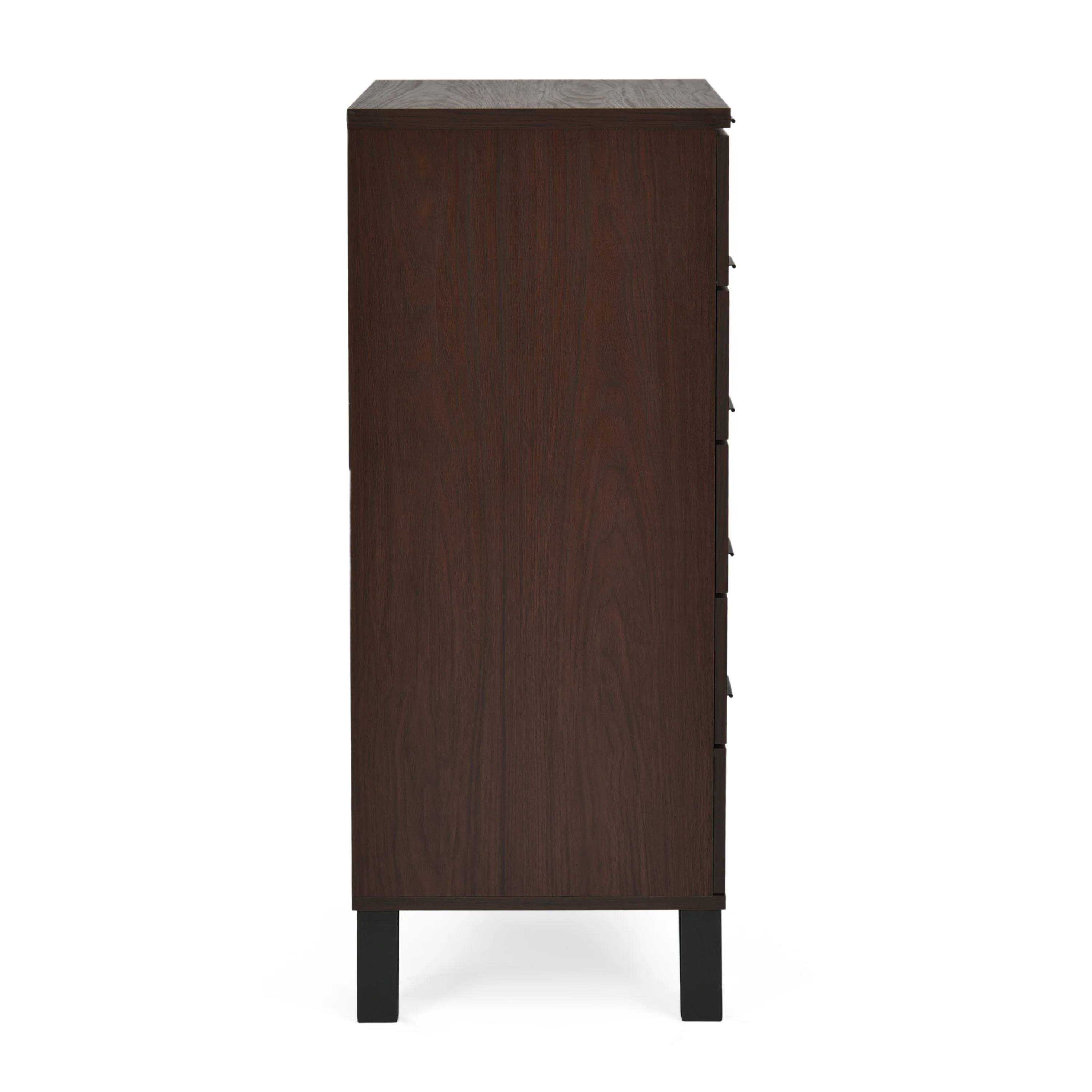 Demijen Modern Industrial 5 Drawer Dresser, Walnut and Matte Black - furnishings