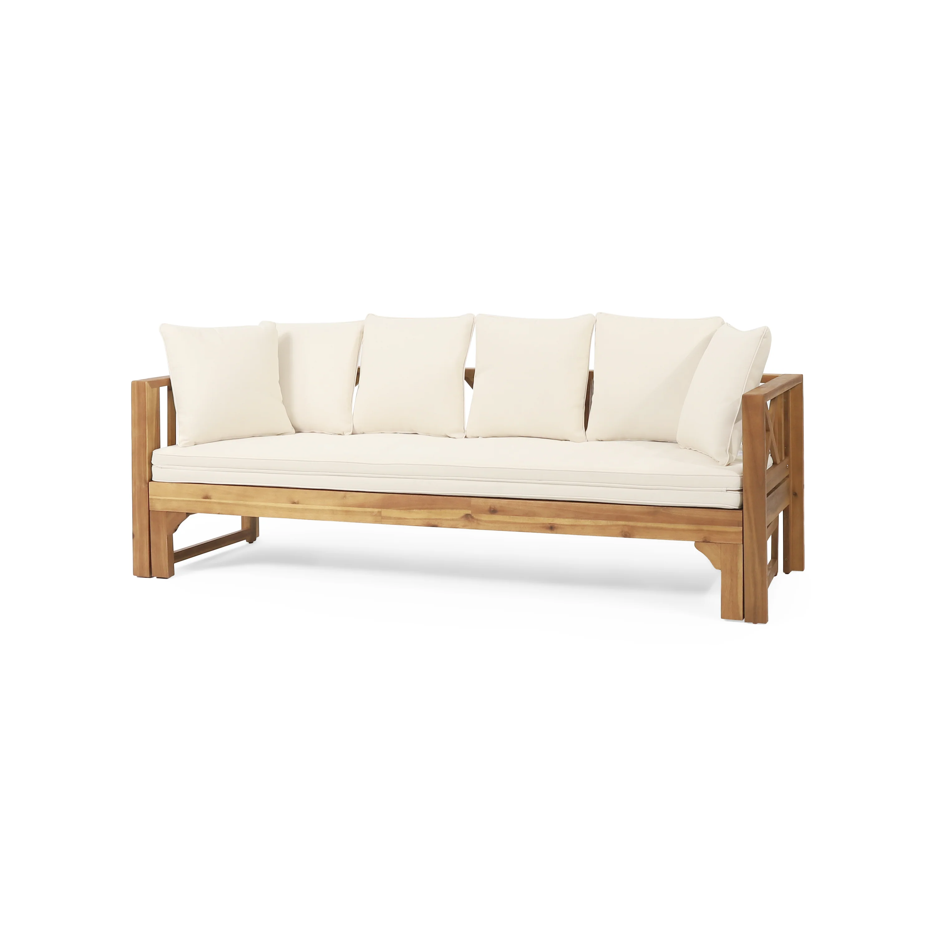 Camille Outdoor Extendable Acacia Wood Daybed Sofa - furnishings