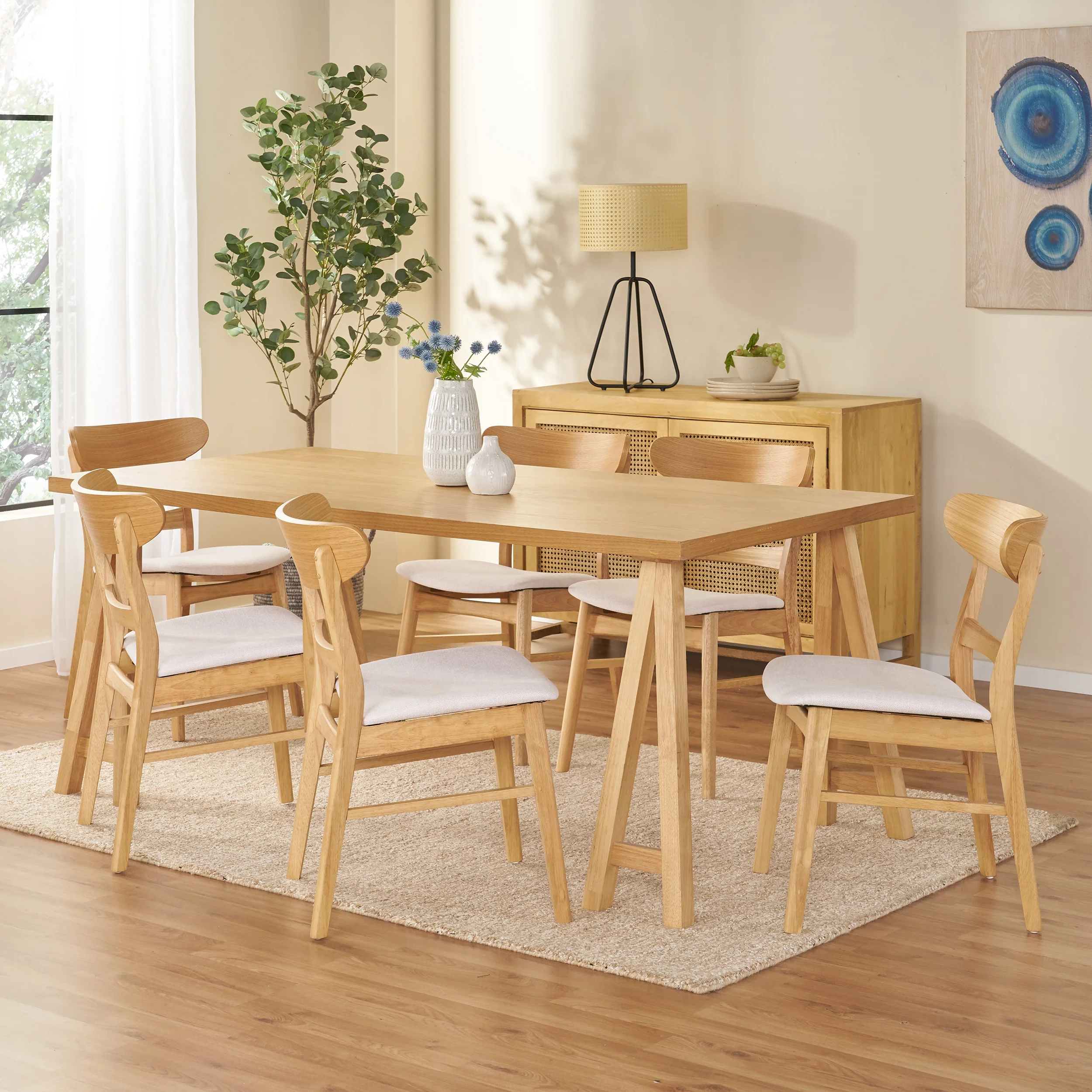 Randal Mid-Century Modern 7 Piece Dining Set - furnishings