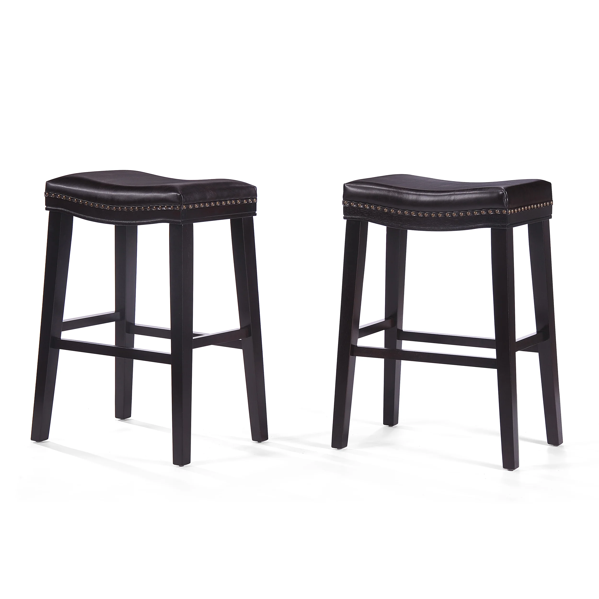 Cavalia 30-Inch Saddle Shaped Studded Rim Stool (Set of 2) - furnishings