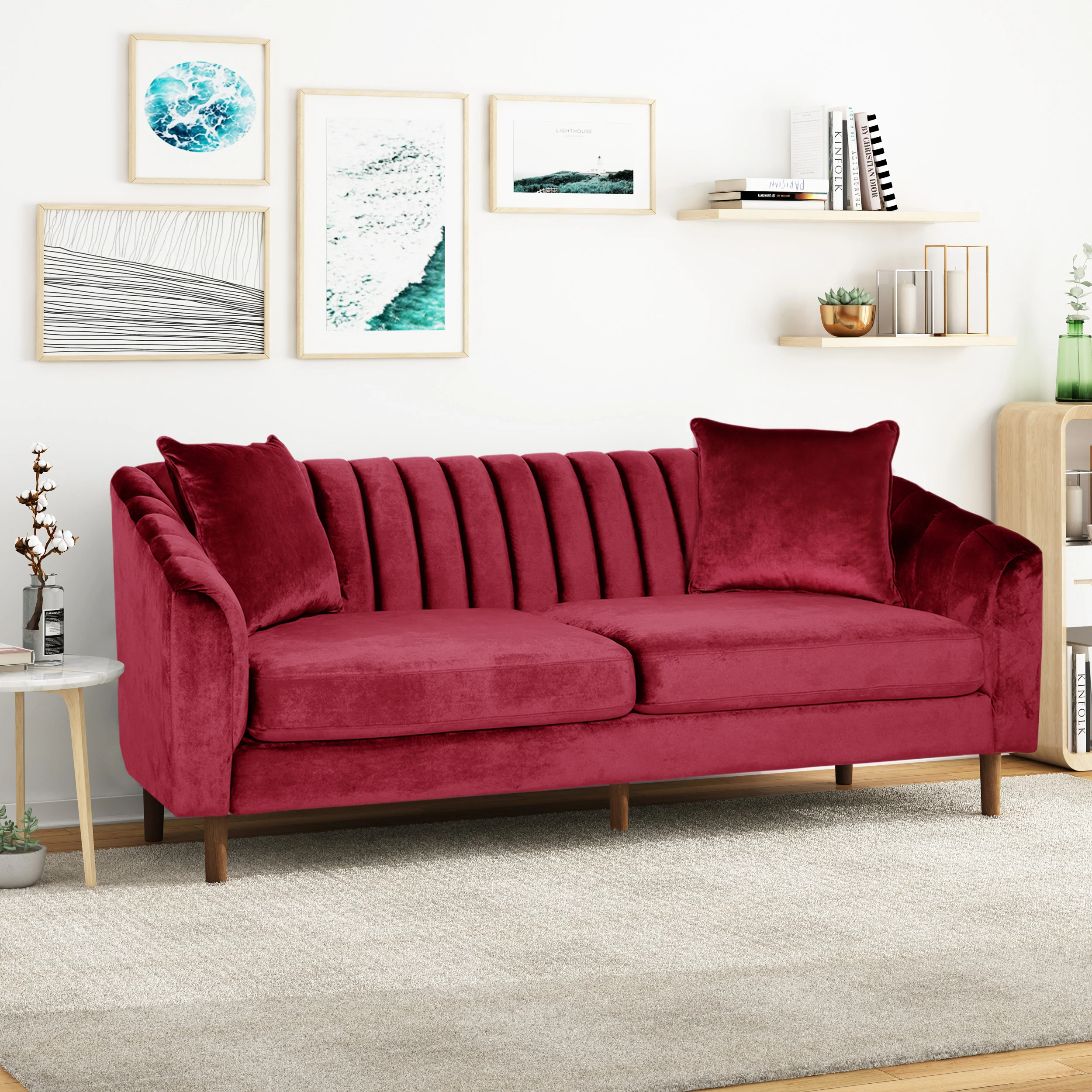 Jeannie Contemporary Velvet 3 Seater Sofa - furnishings