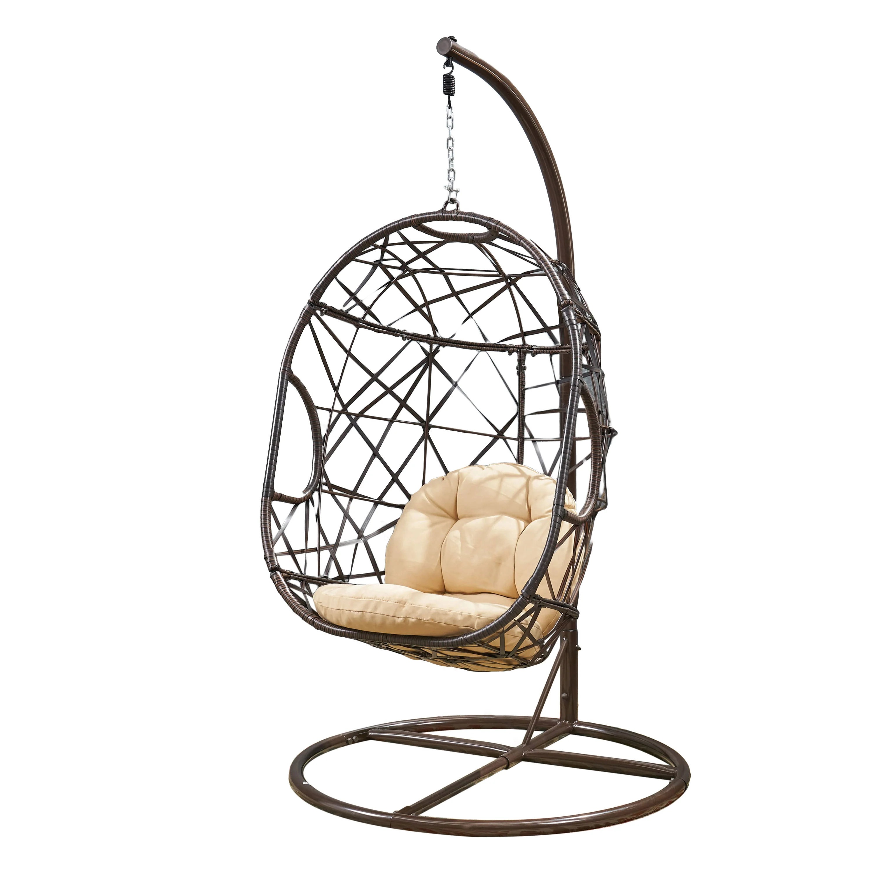 Guerneville Outdoor Brown Wicker Hanging Teardrop / Egg Chair - furnishings