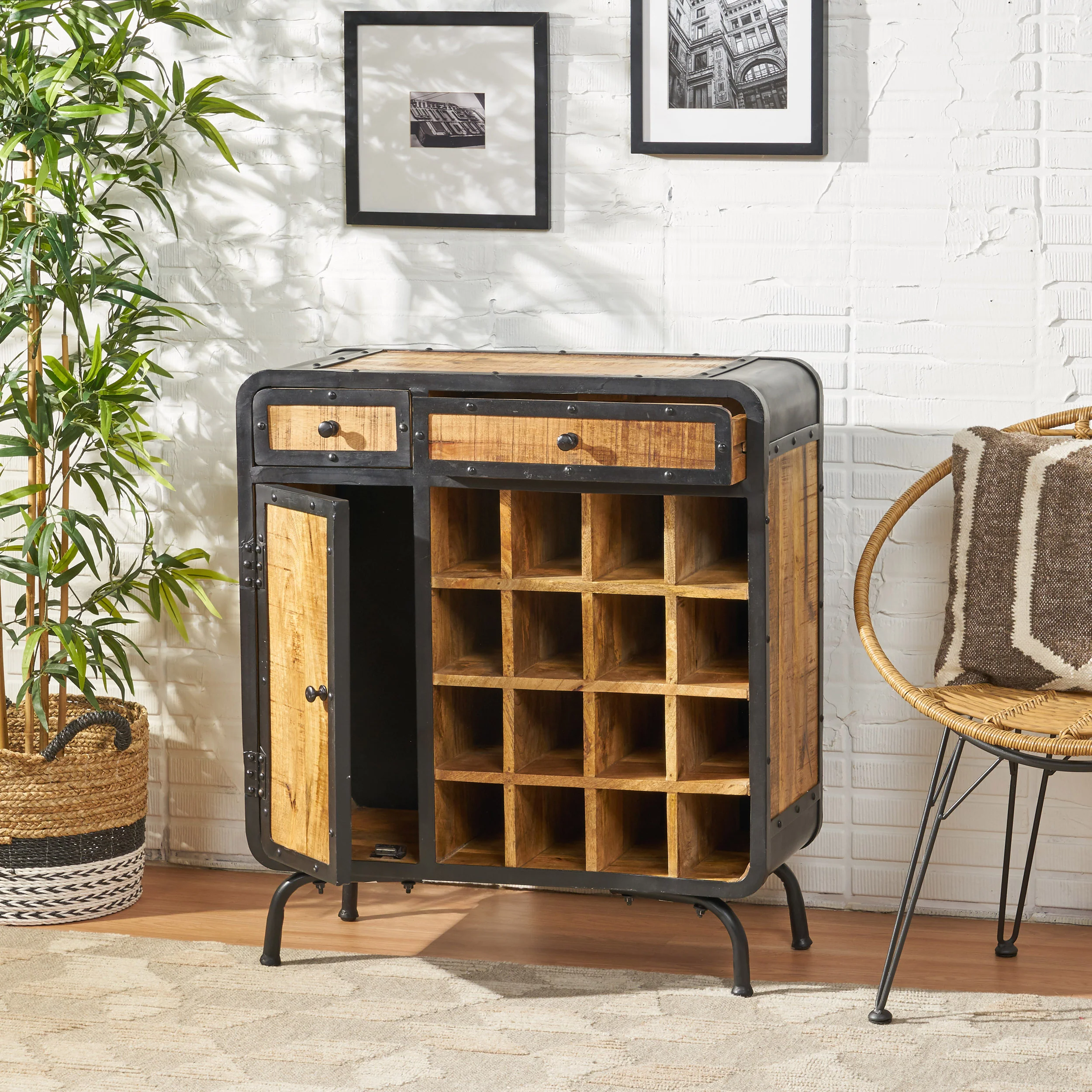 Spring Industrial Design Wine Rack Bar Cabinet - furnishings