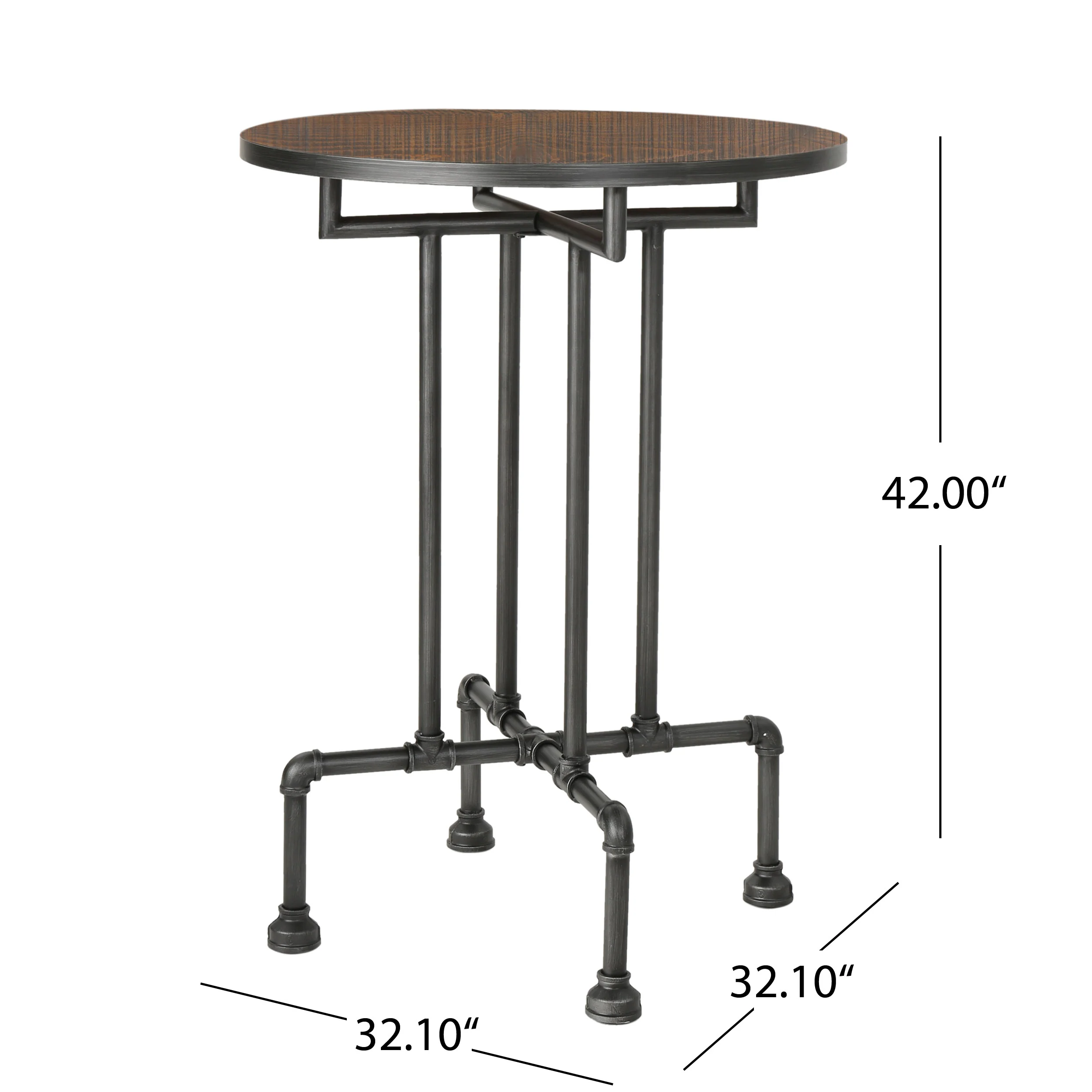 Atmos Industrial Faux Wood Bar Table, Dark Brown - furnishings