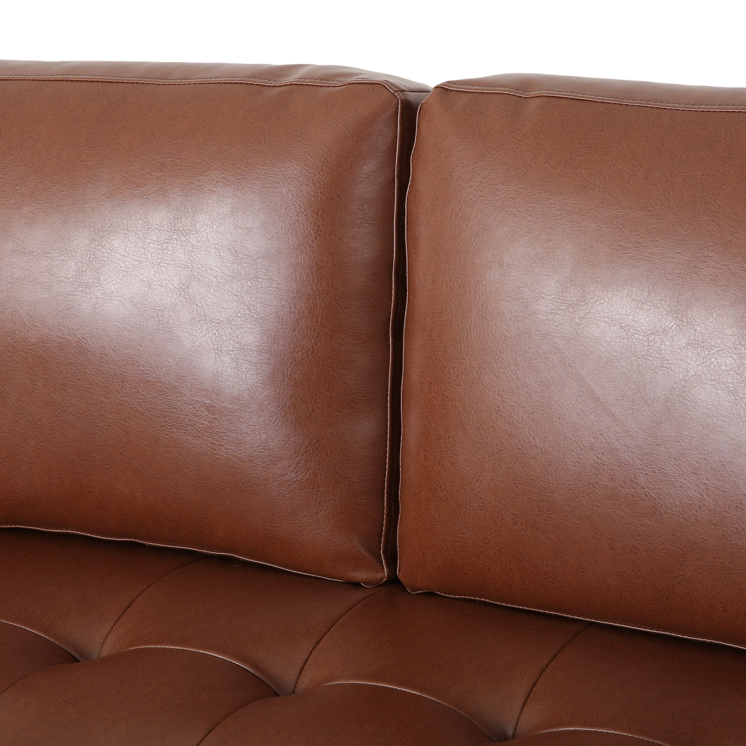 Hixon Contemporary Faux Leather Tufted 3 Piece Sofa and Club Chair Set - furnishings