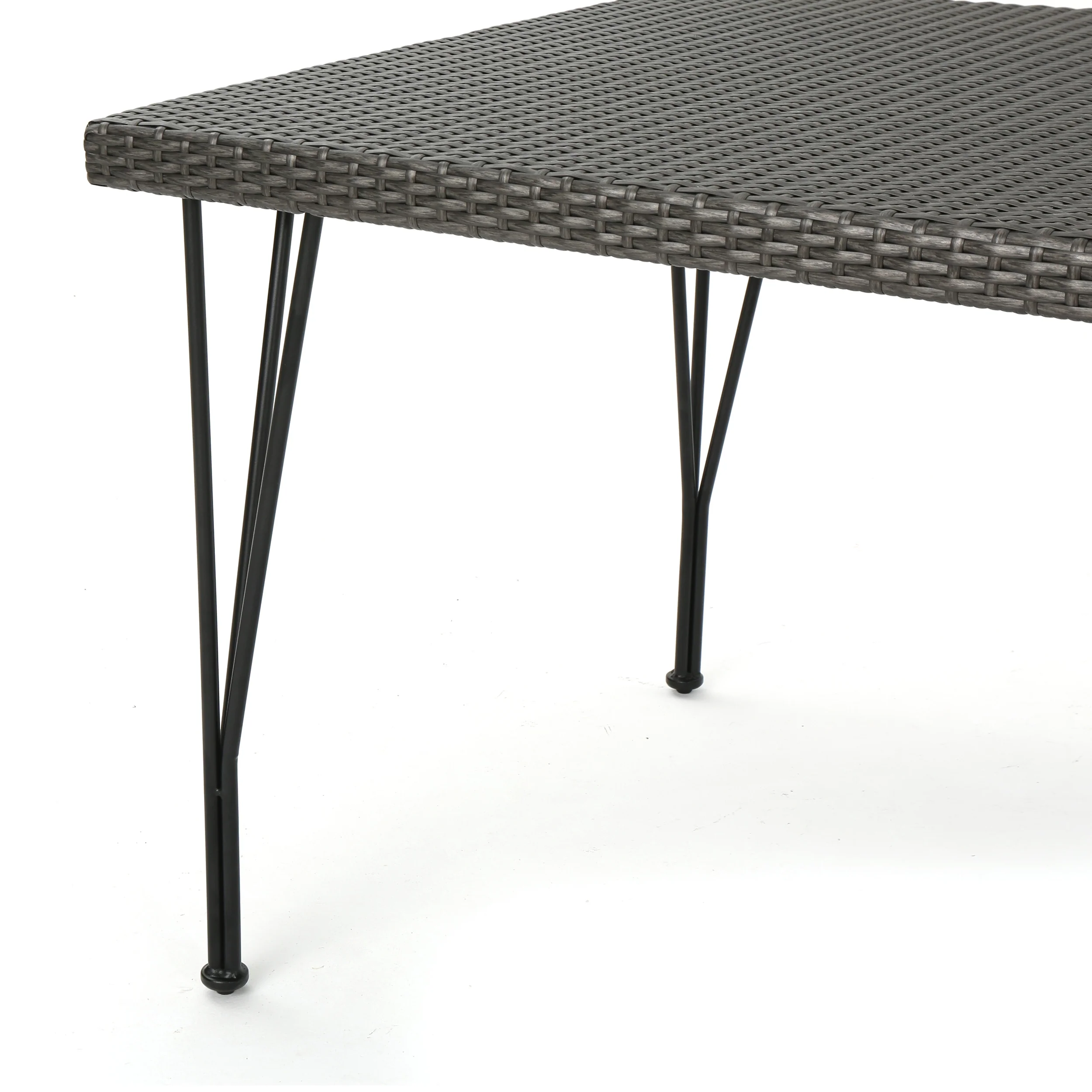 Durango Outdoor 7 Piece Gray Wicker Rectangular Dining Set with Stacking Chairs - furnishings