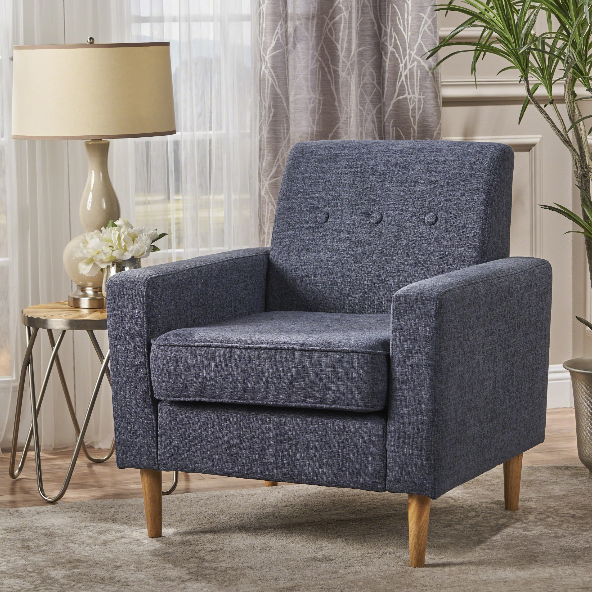 Stratford Mid Century Modern Fabric Club Chair - furnishings