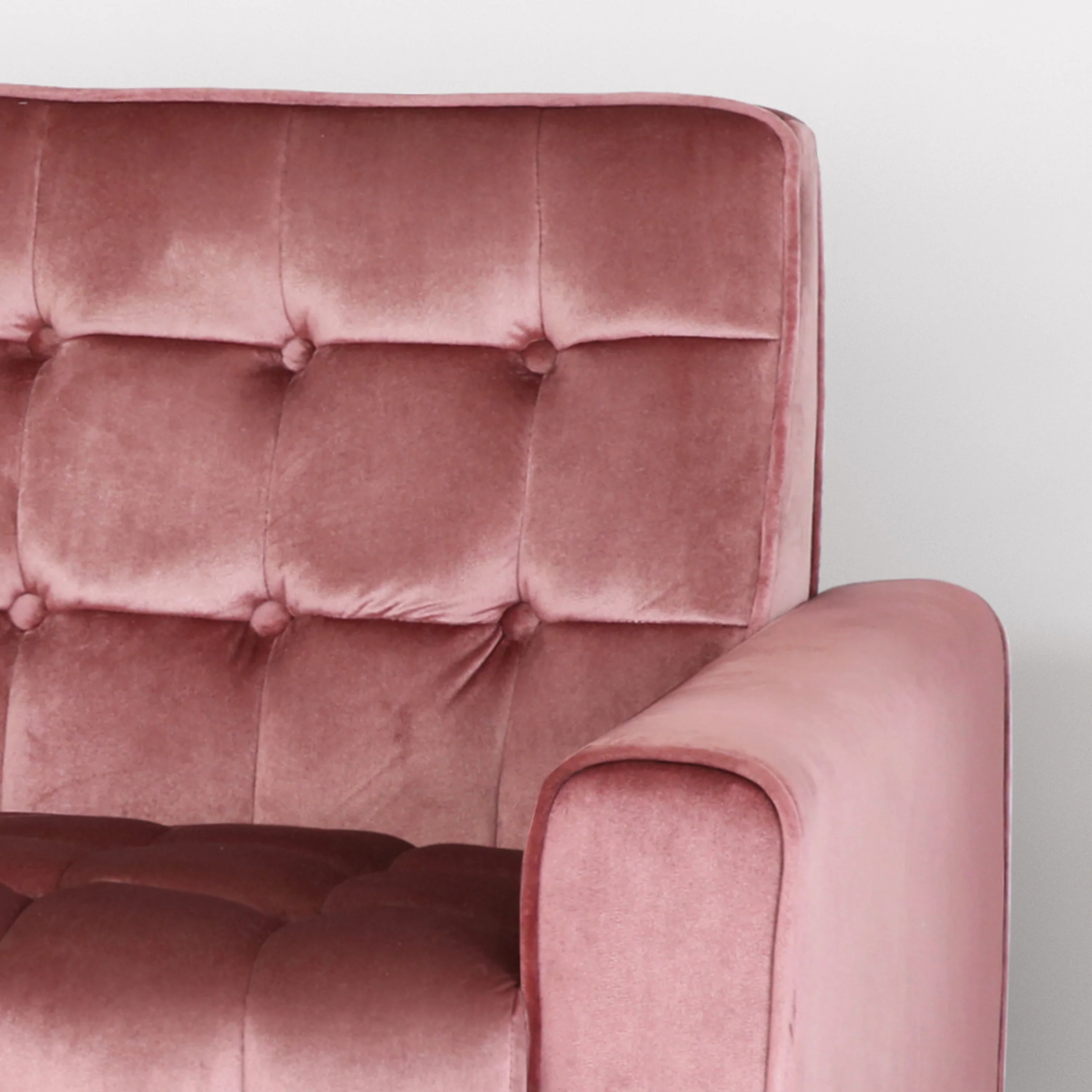 Aubrie Tufted Velvet Loveseat with Gold Tipped Tapered Legs - furnishings