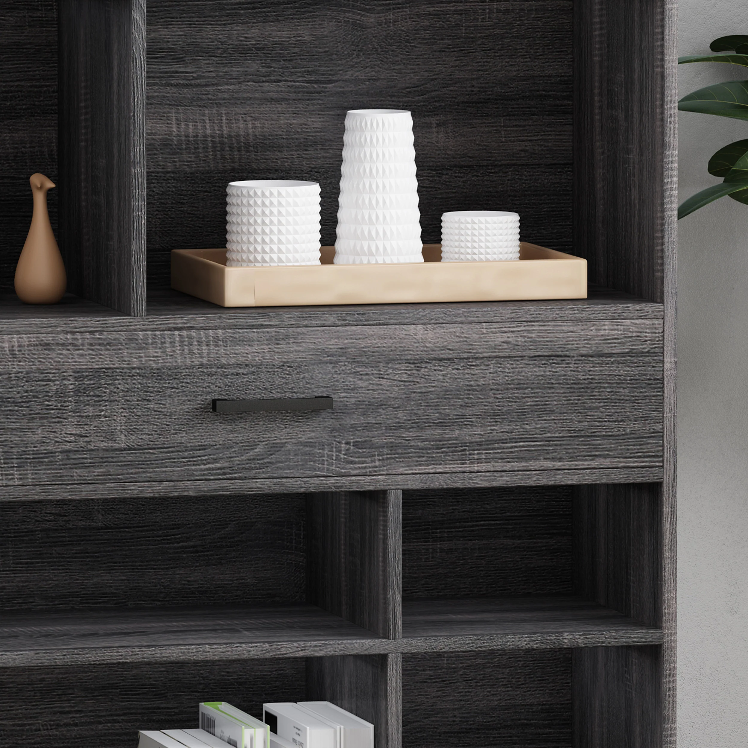 Elon Bookcase With Storage Cabinet & Drawer - furnishings