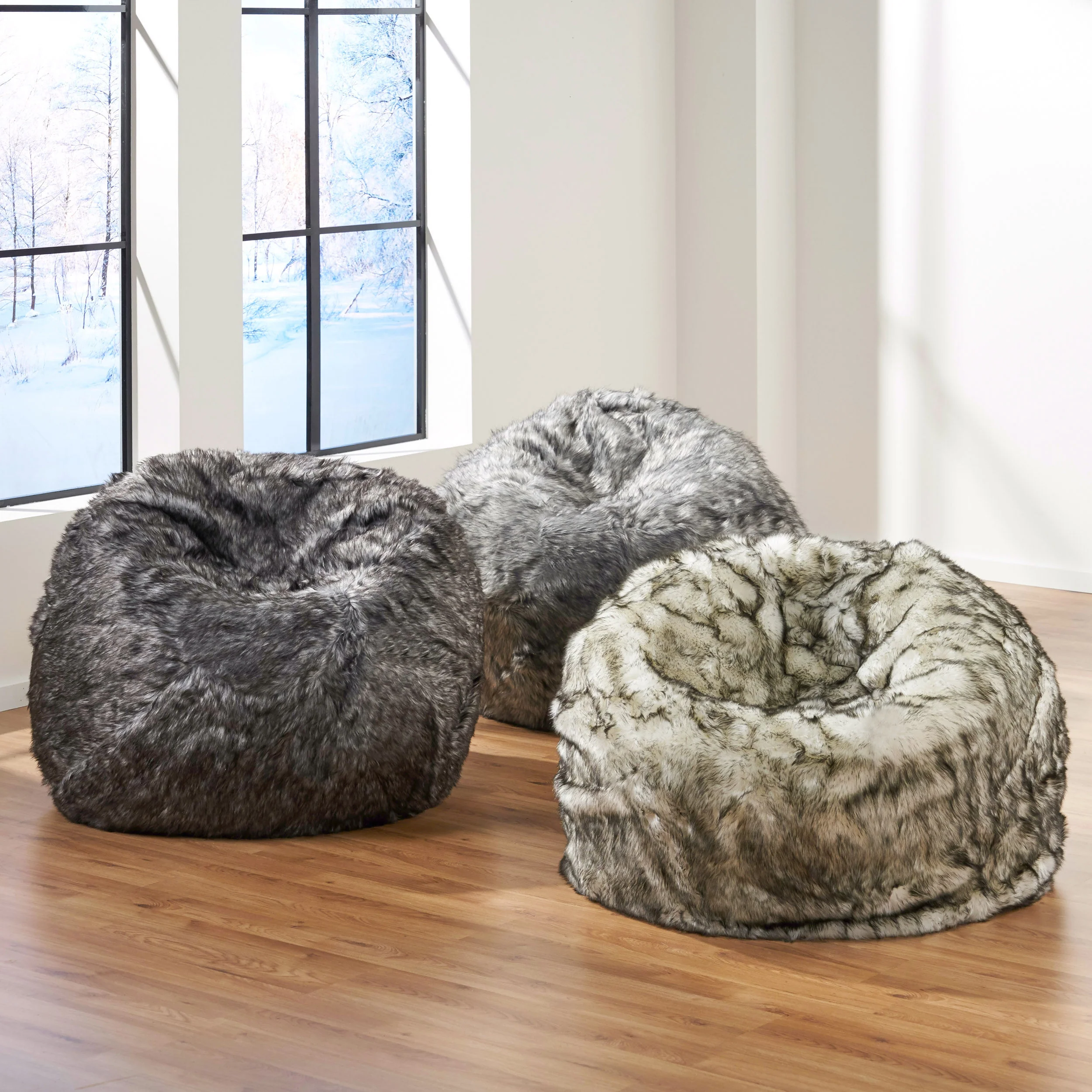 Leslie Modern 3 Foot Faux Fur Bean Bag Cover - furnishings