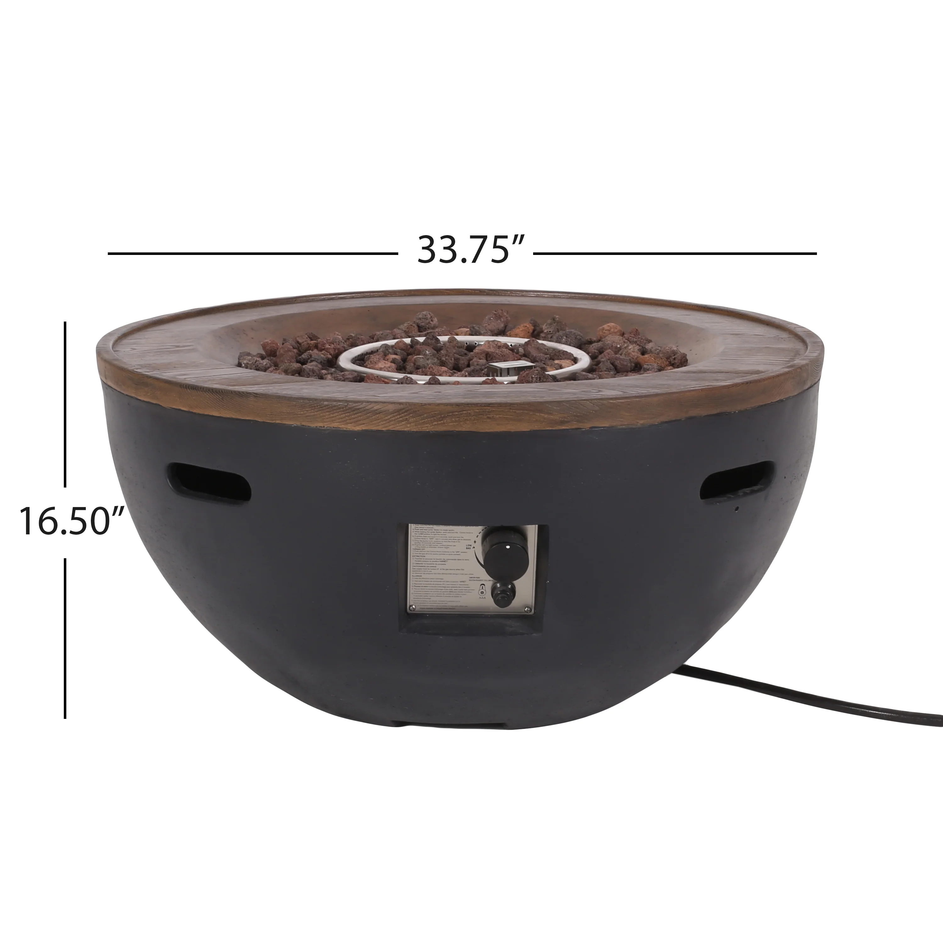 Gaylor Outdoor Lightweight Concrete 40K BTU Fire Pit Bowl, Dark Gray, Natural Brown - furnishings