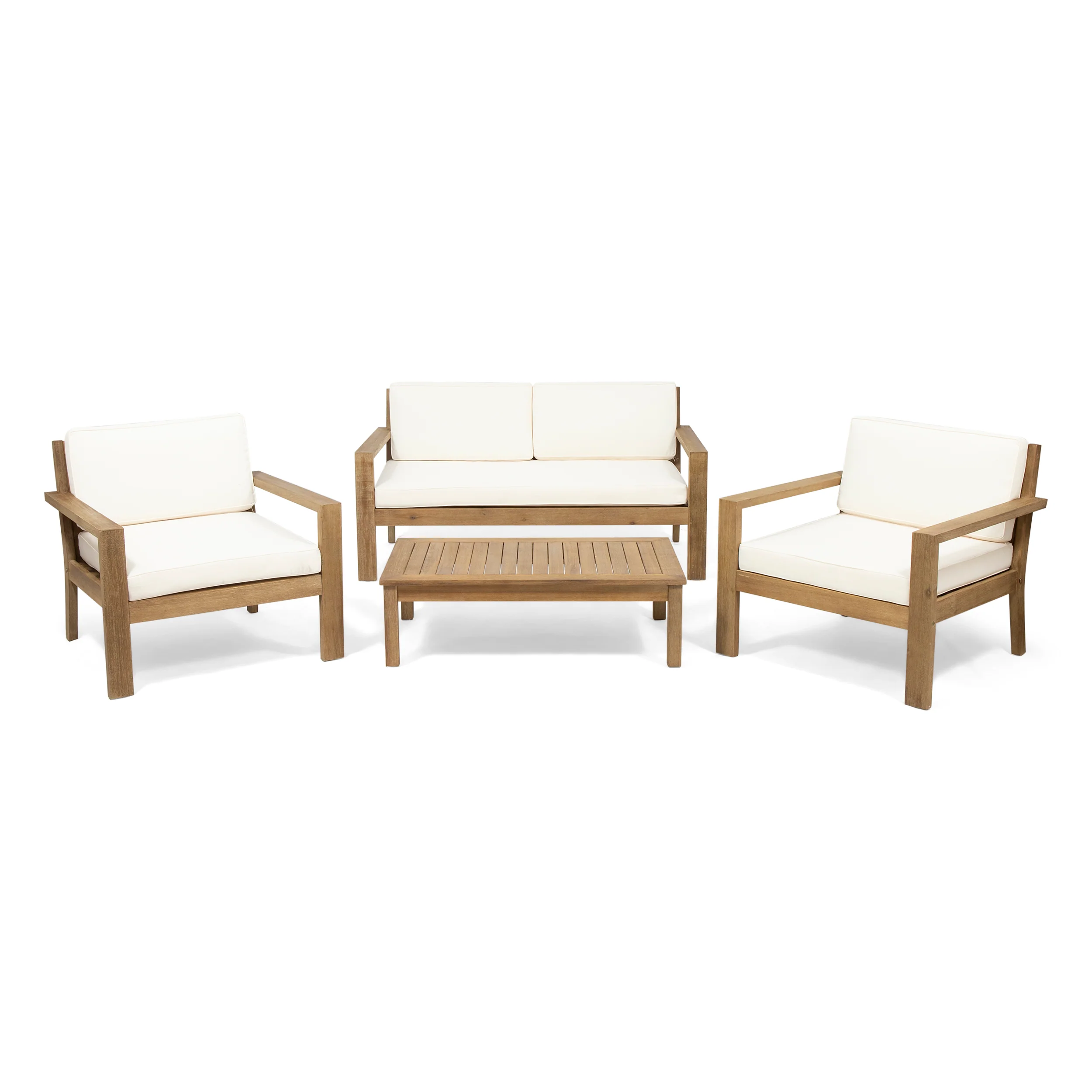 Iris Outdoor 4 Seater Acacia Wood Chat Set with Cushions - furnishings