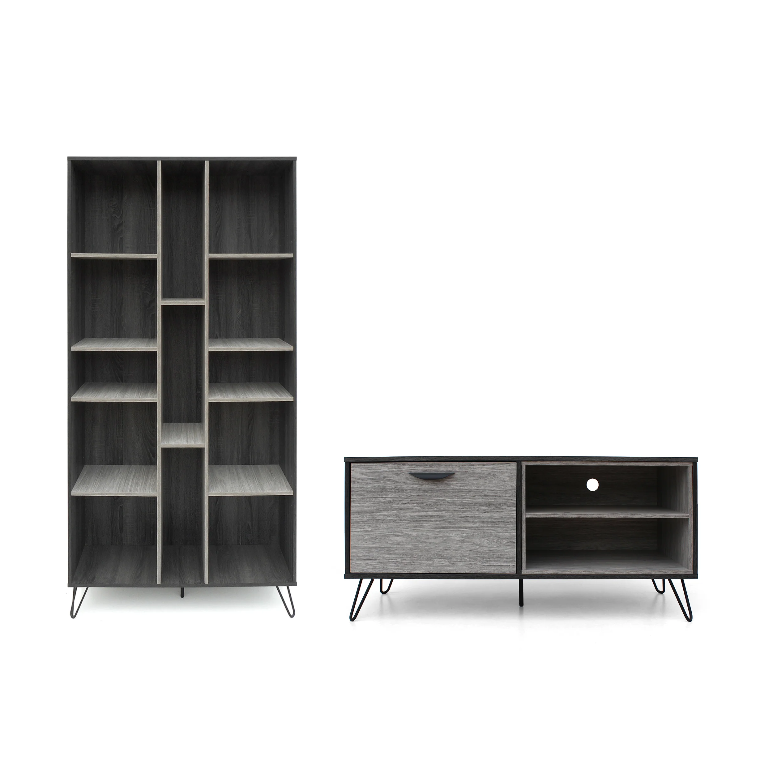 Kavala Mid Century 2 Piece TV Stand & Bookcase Set - furnishings