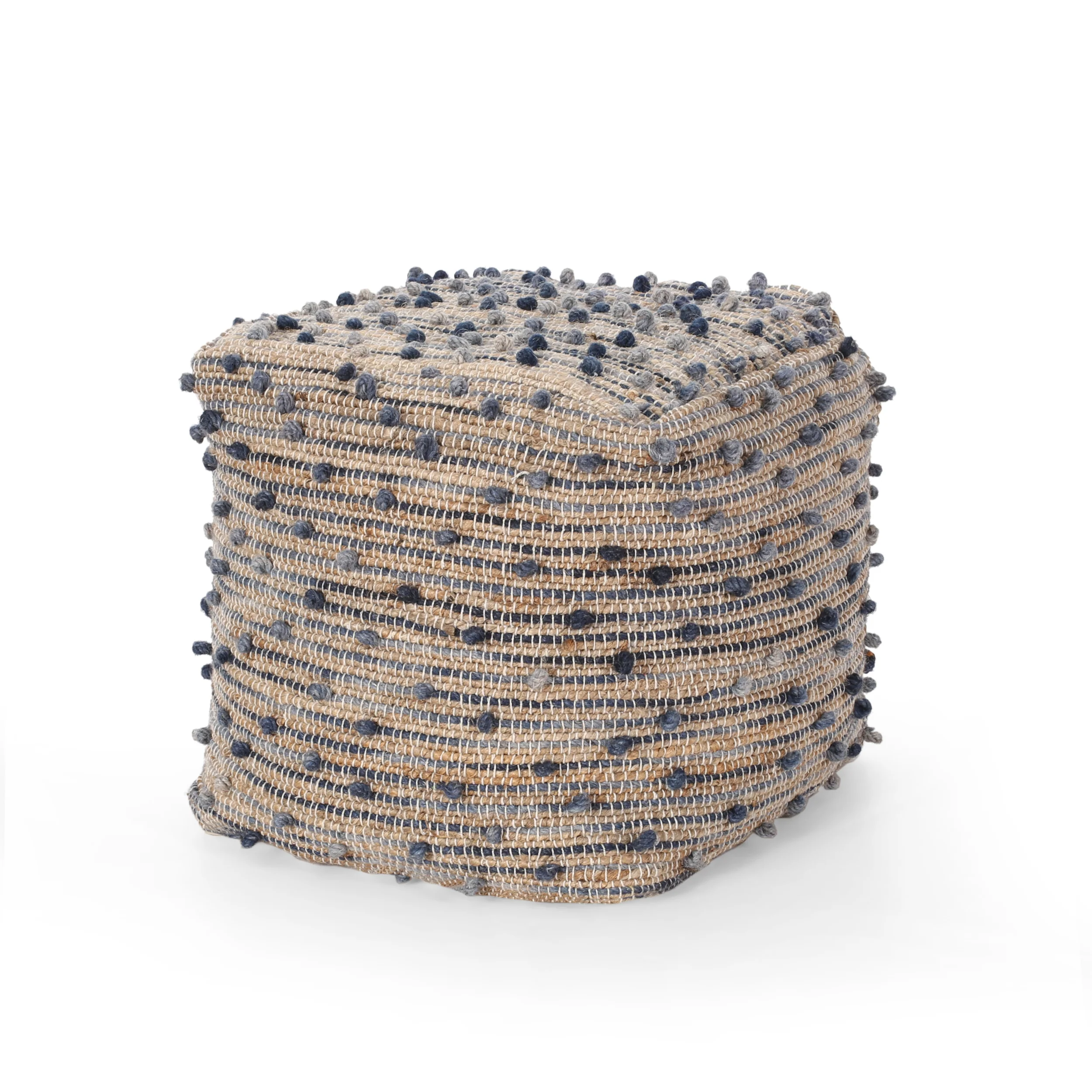 Rainy Boho Jute and Cotton Pouf - furnishings