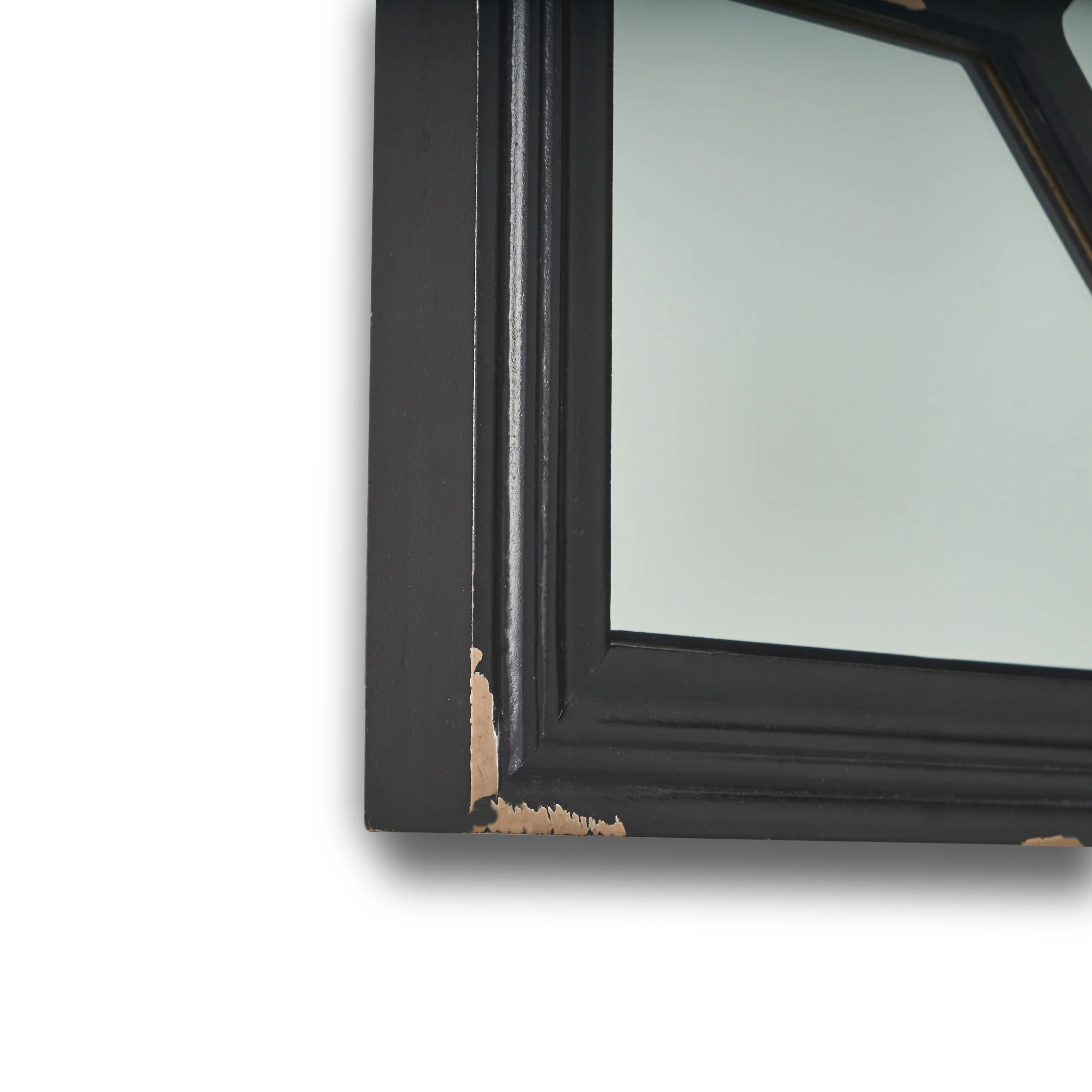 Zoe Rectangular Wooden Rustic Farmhouse Mirror, Distressed Black Frame - furnishings