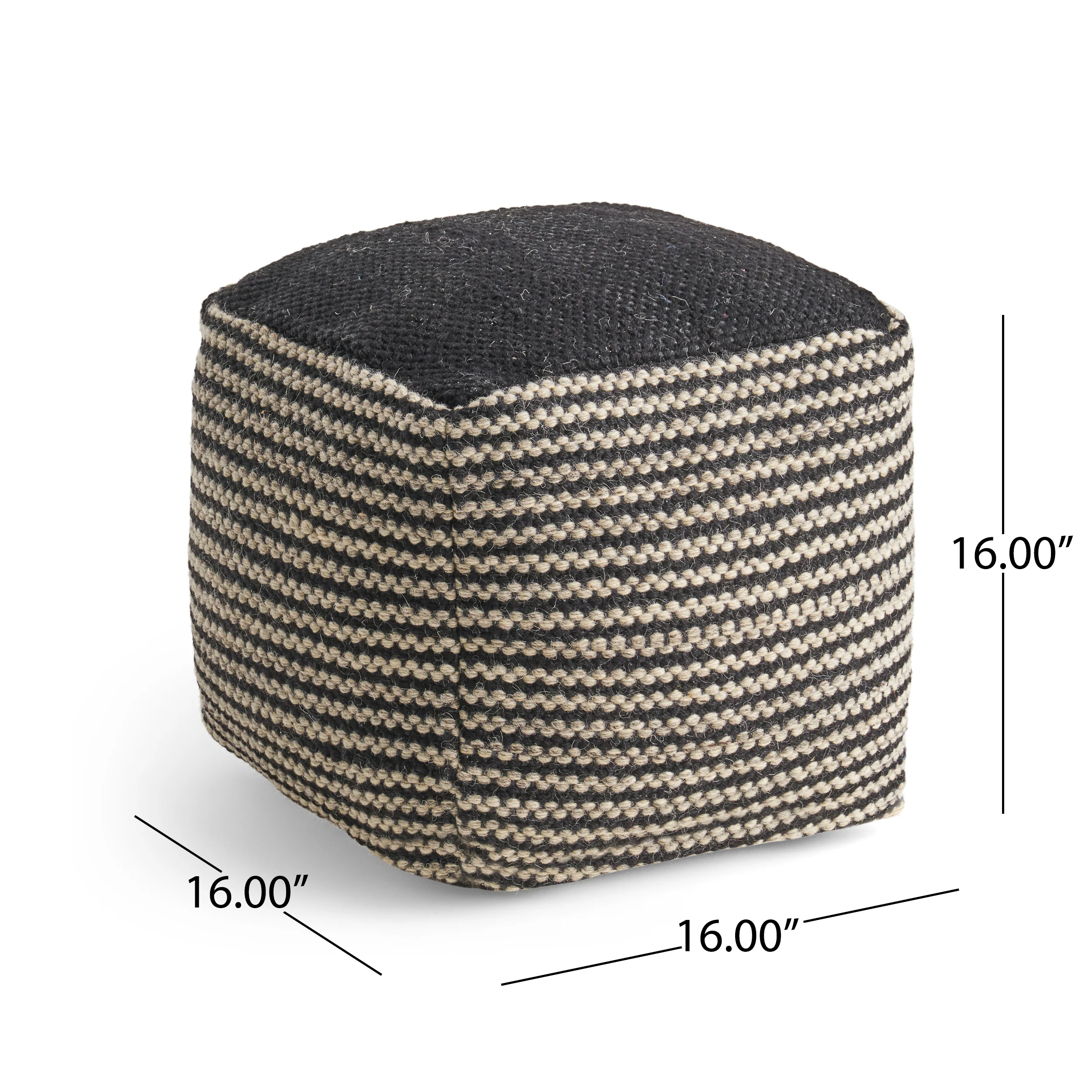 Allyssa Boho Wool and Cotton Ottoman Pouf - furnishings