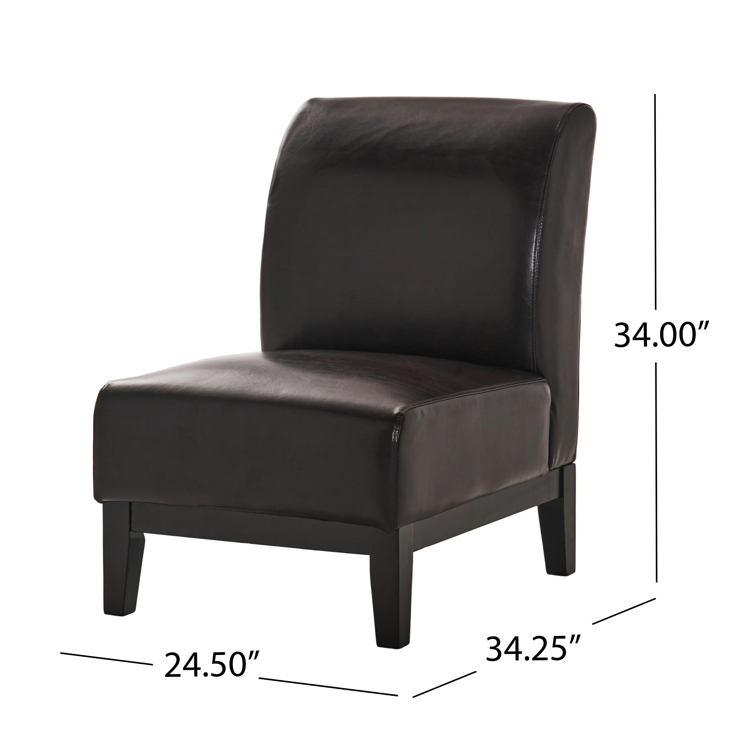 Brakar Contemporary Brown Leather Slipper Chair - furnishings