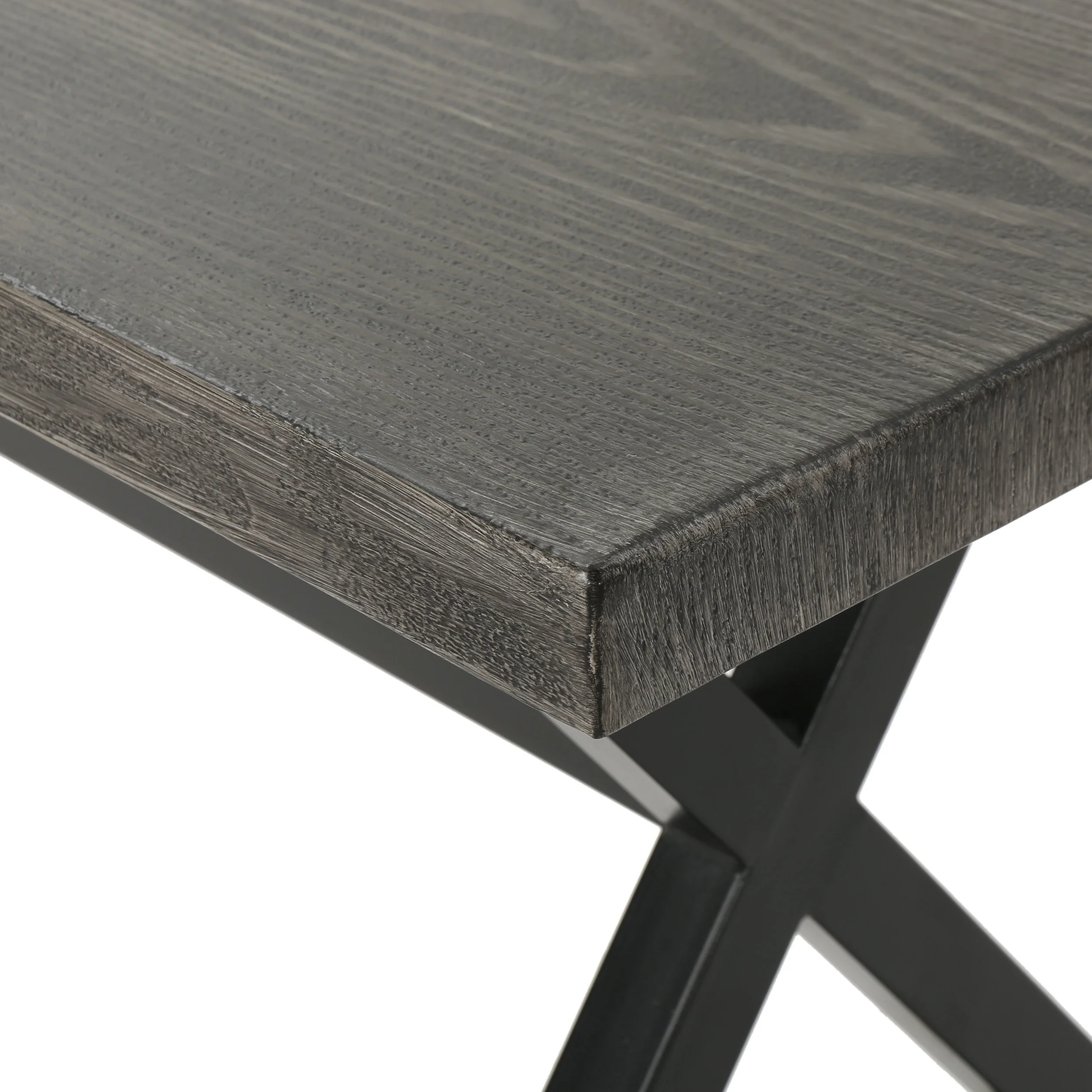 Rosarito Outdoor Aluminum Dining Bench with Black Steel Frame (Set of 2) - furnishings