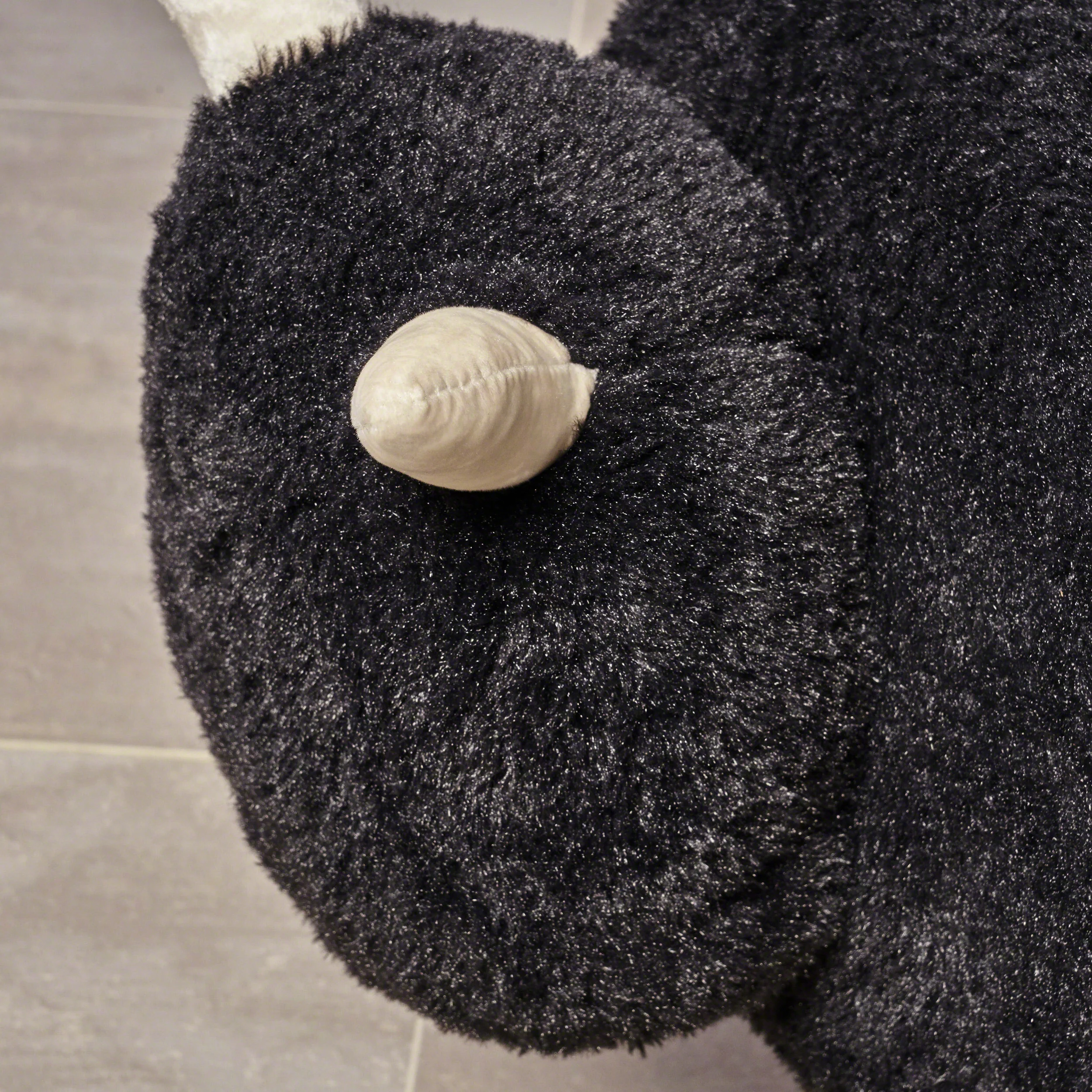 Brebis Furry Sheep Ottoman, Black - furnishings