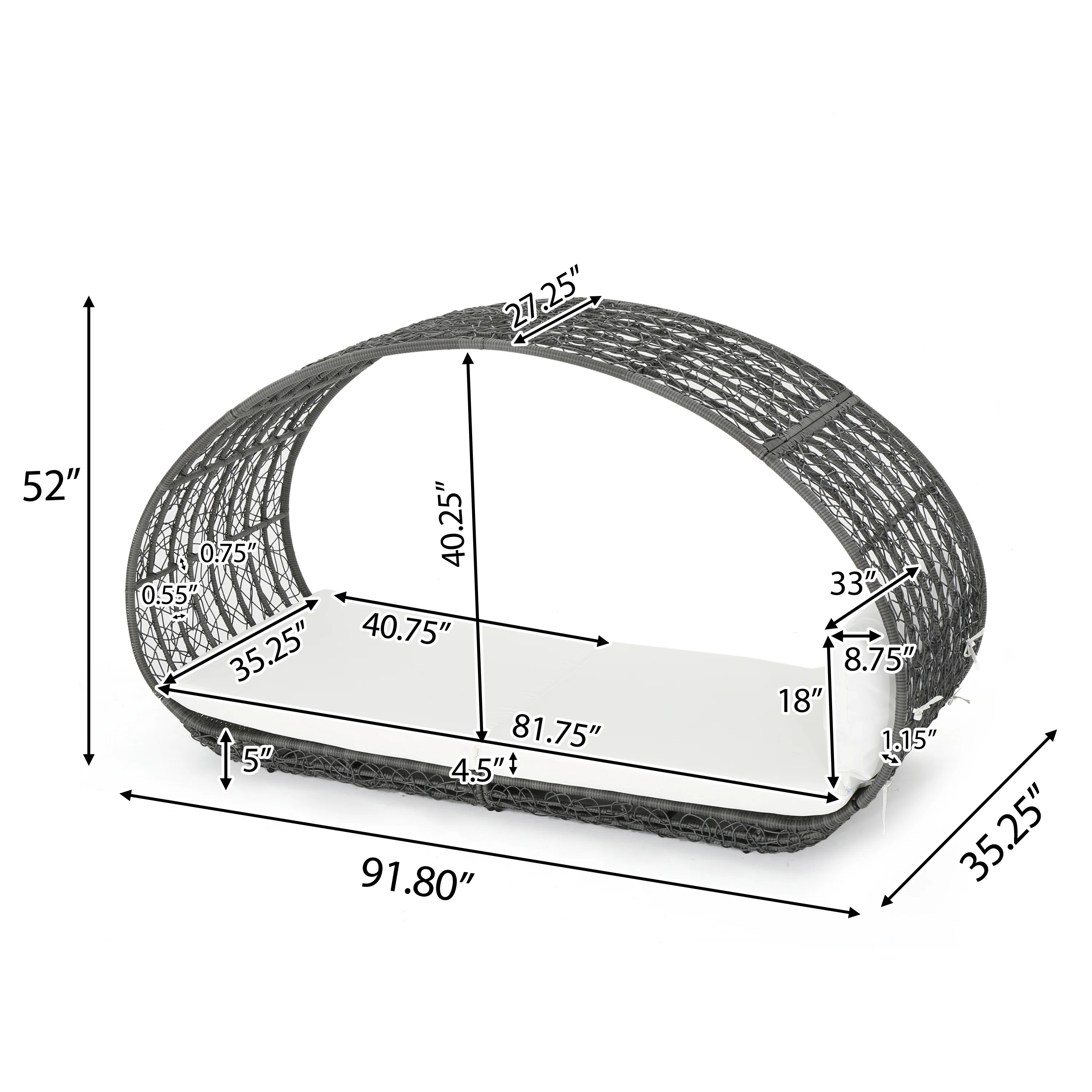 Abigal Outdoor Wicker Daybed with Cushion - furnishings