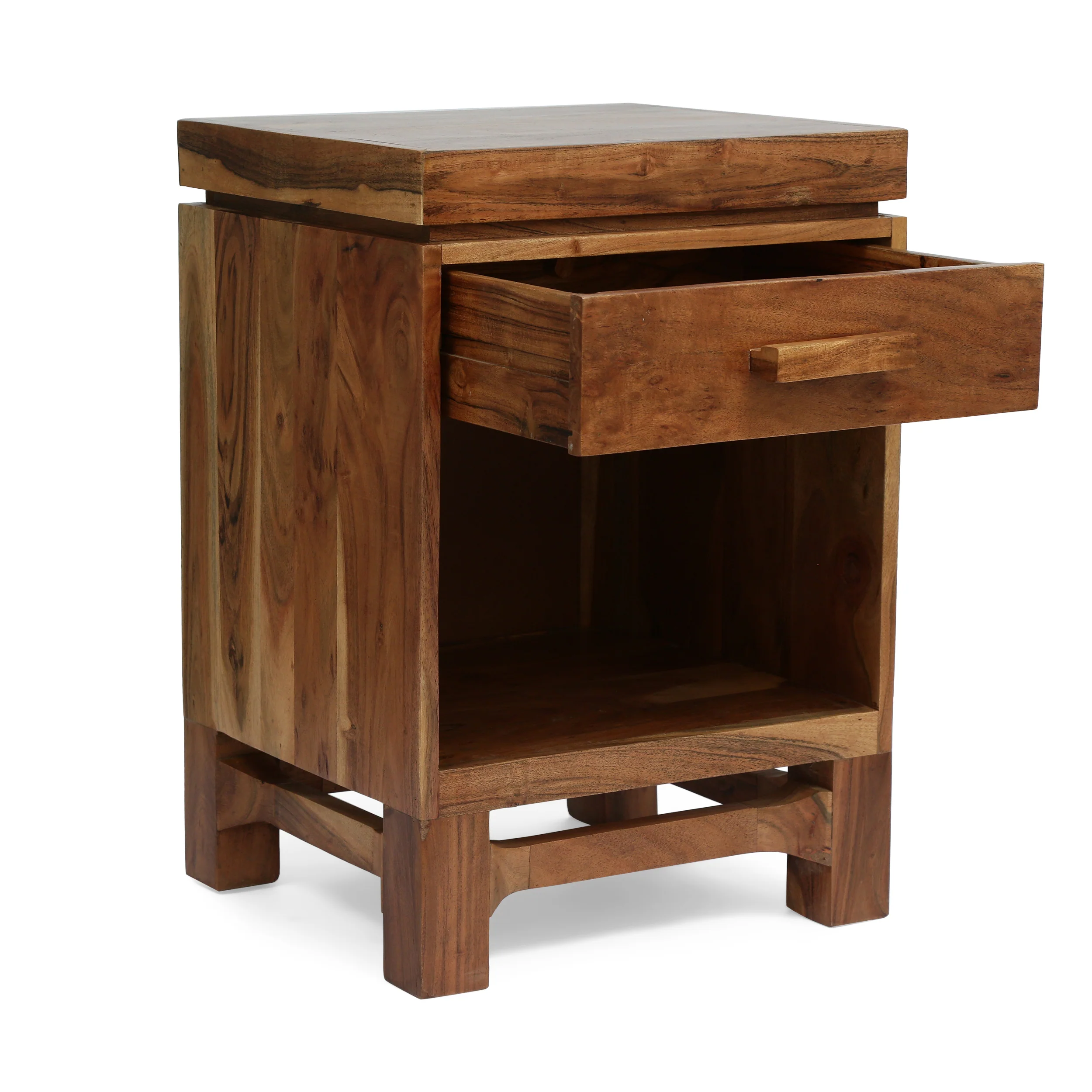 Lindale Boho Handcrafted Acacia Wood Nightstand - furnishings